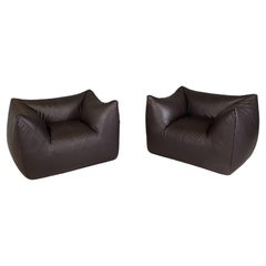 Italian modern  Dark Brown Armchairs Le Bambole by Mario Bellini for B&B, 1970s