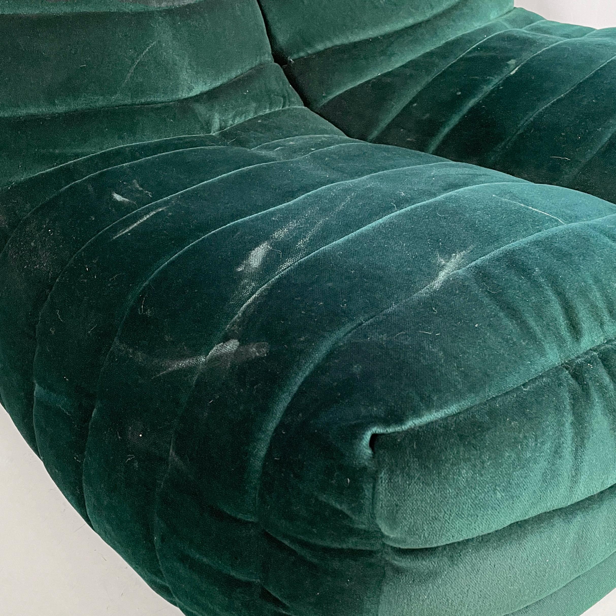 Sillones modernos italianos de terciopelo verde oscuro Zozo by Seven Salotti, Años 70 en venta 4