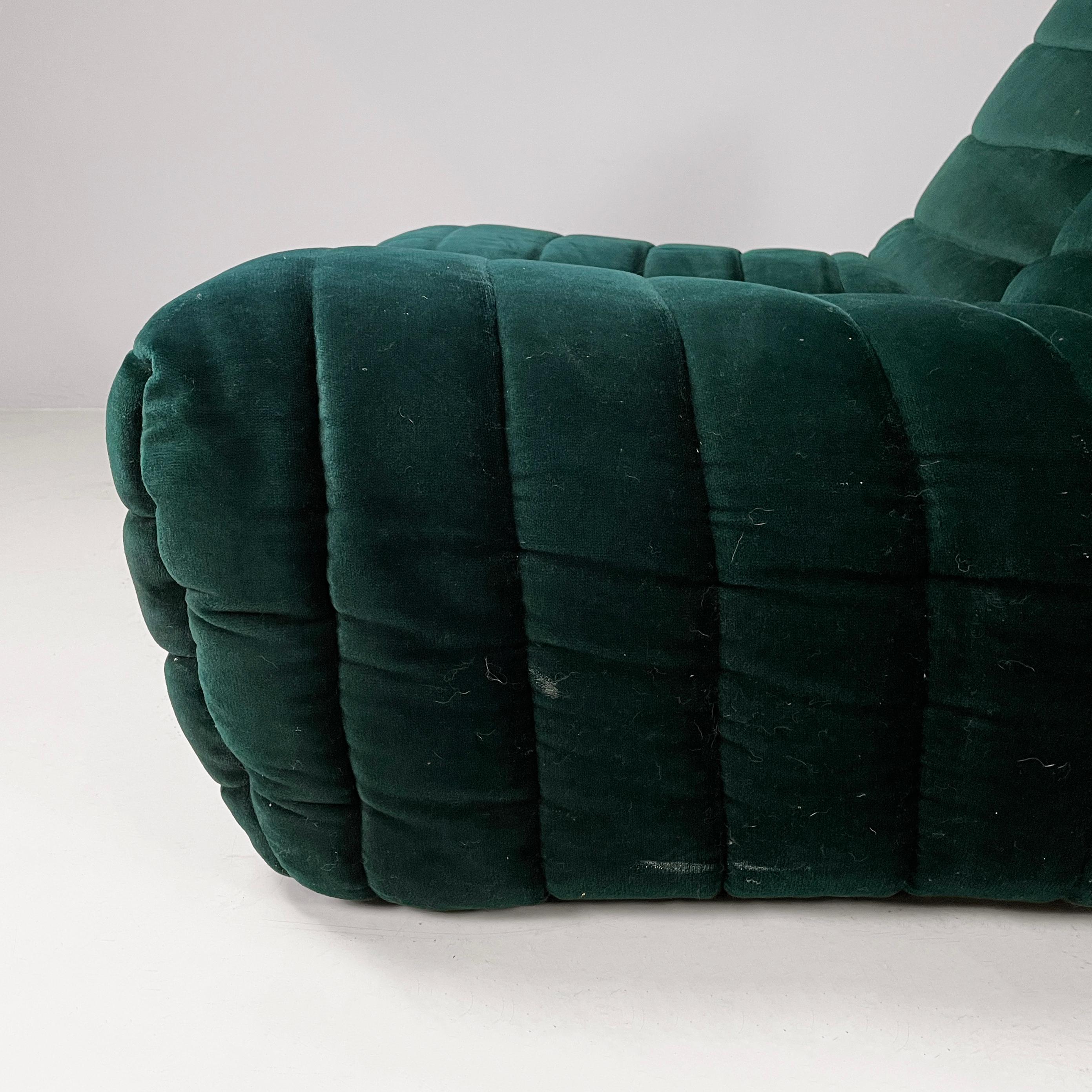 Sillones modernos italianos de terciopelo verde oscuro Zozo by Seven Salotti, Años 70 en venta 6