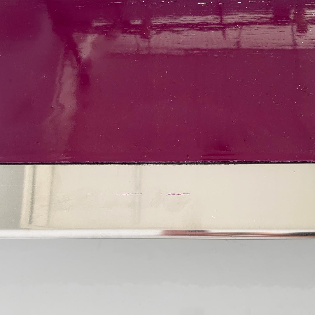 Mesa de centro moderna italiana de madera y metal lacada en morado oscuro, años 70 finales del siglo XX en venta