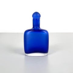 Italian modern Decorative bottle with cap in blue Murano glass by Venini, 1990s
