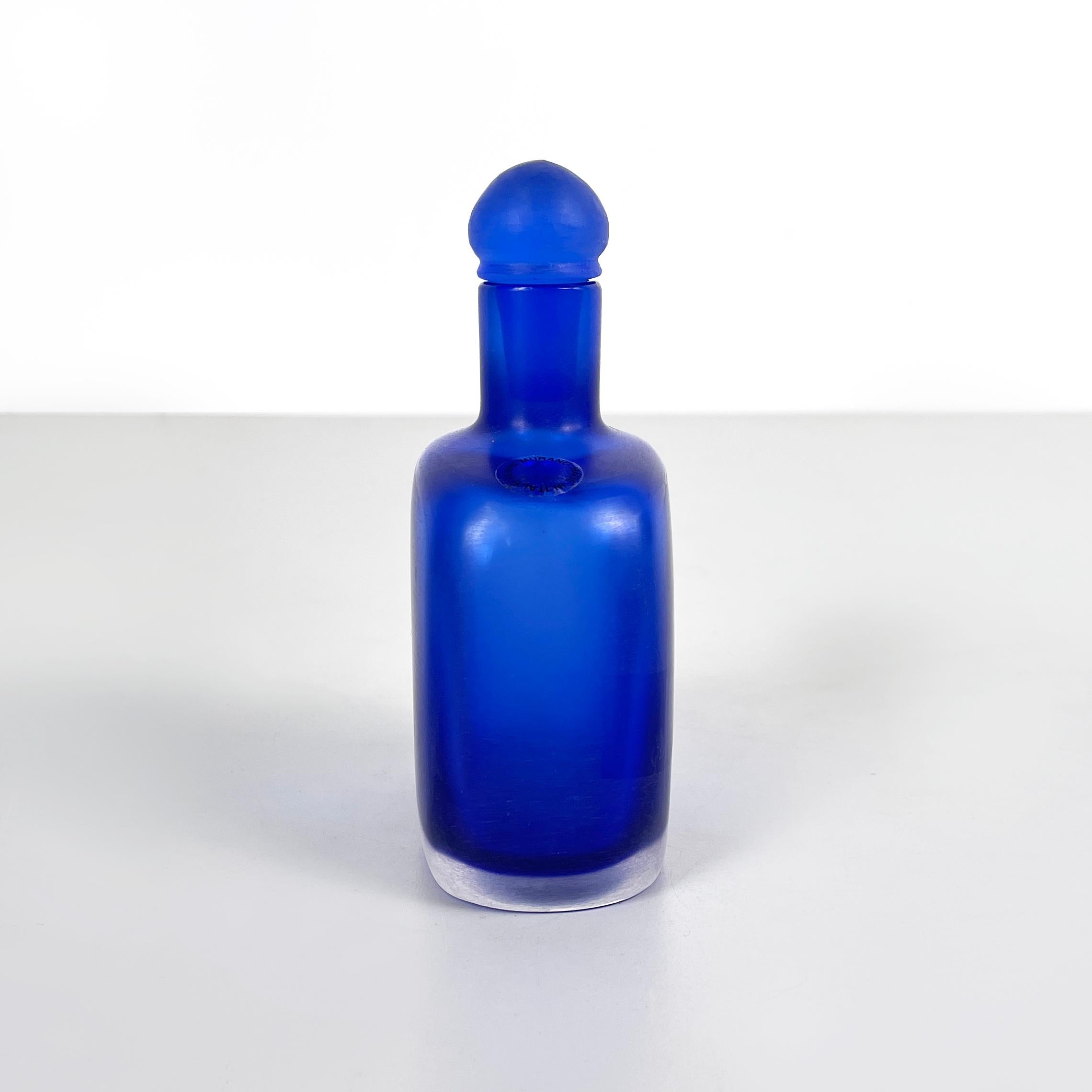 Modern Italian modern Decorative bottle with cap in blue Murano glass by Venini, 1990s