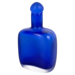 Italian modern Decorative bottle with cap in blue Murano glass by Venini, 1990s