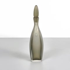 Italian modern Decorative bottle with cap in gray Murano glass by Venini, 1990s