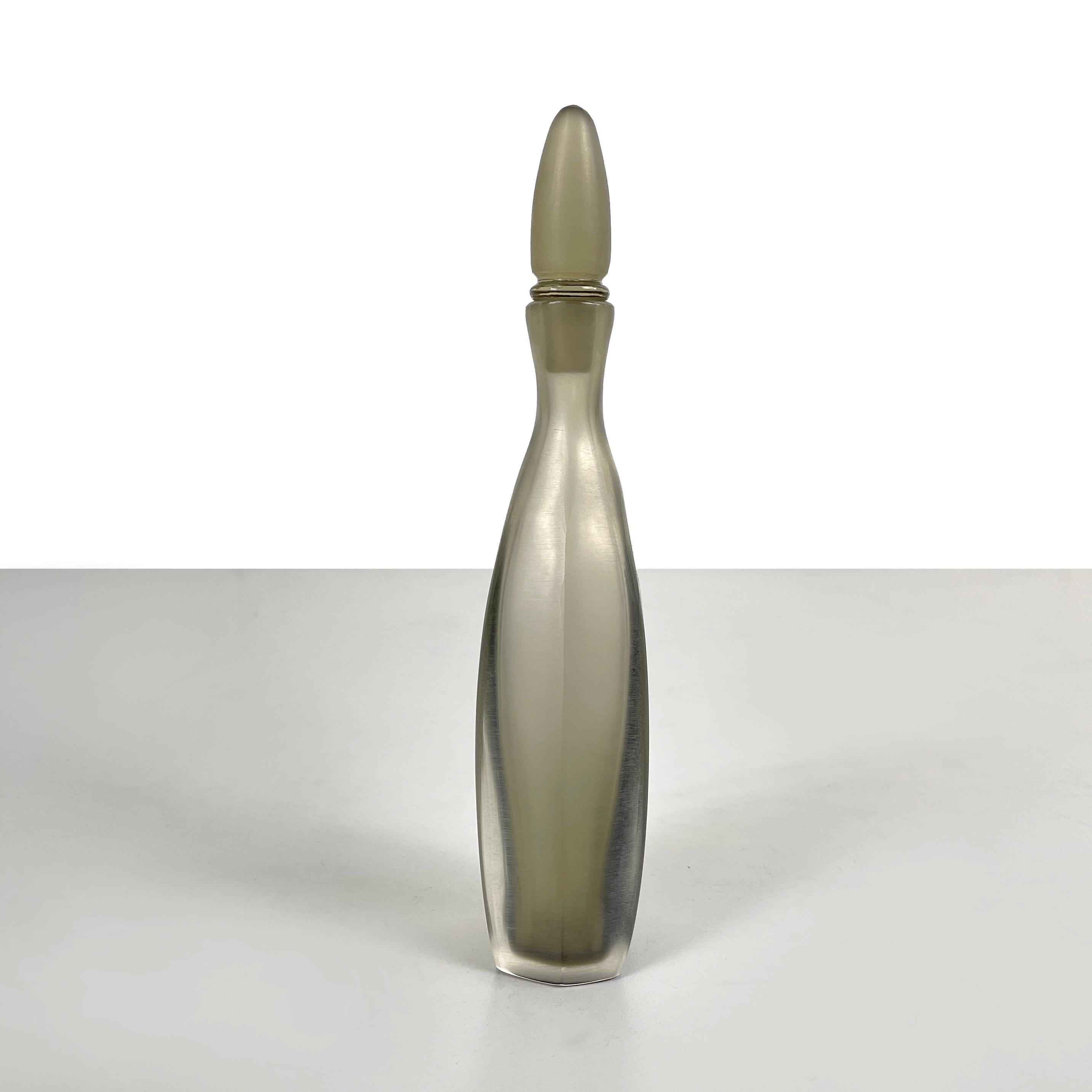 Modern Italian modern Decorative bottle with cap in gray Murano glass by Venini, 1990s For Sale