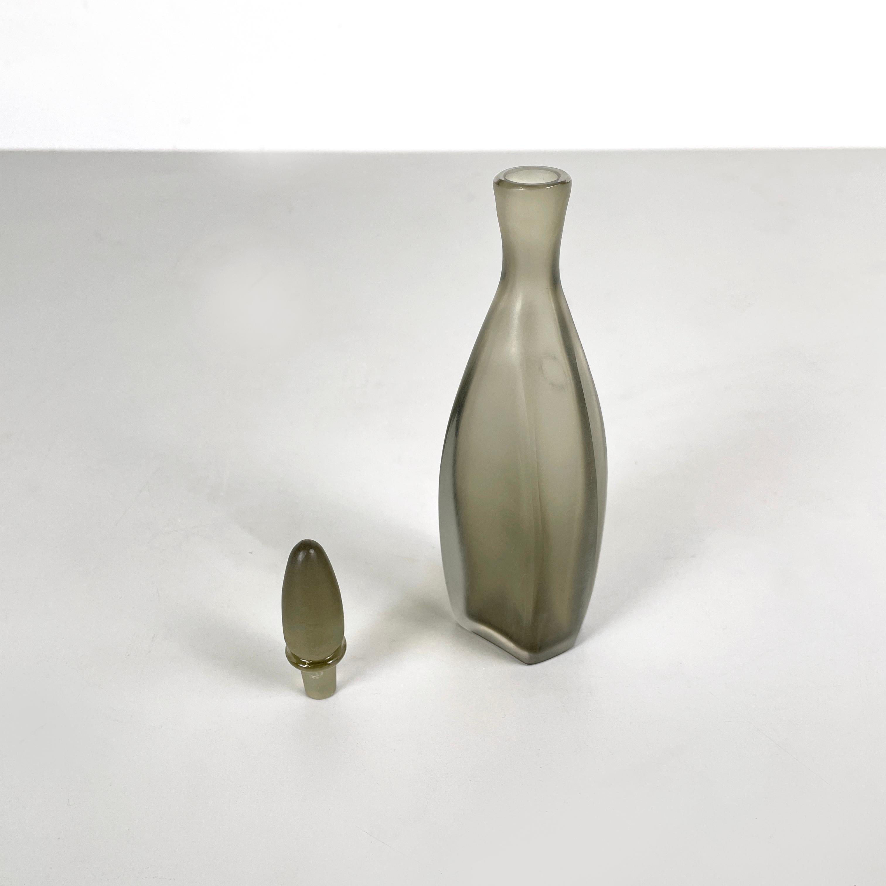 Late 20th Century Italian modern Decorative bottle with cap in gray Murano glass by Venini, 1990s For Sale