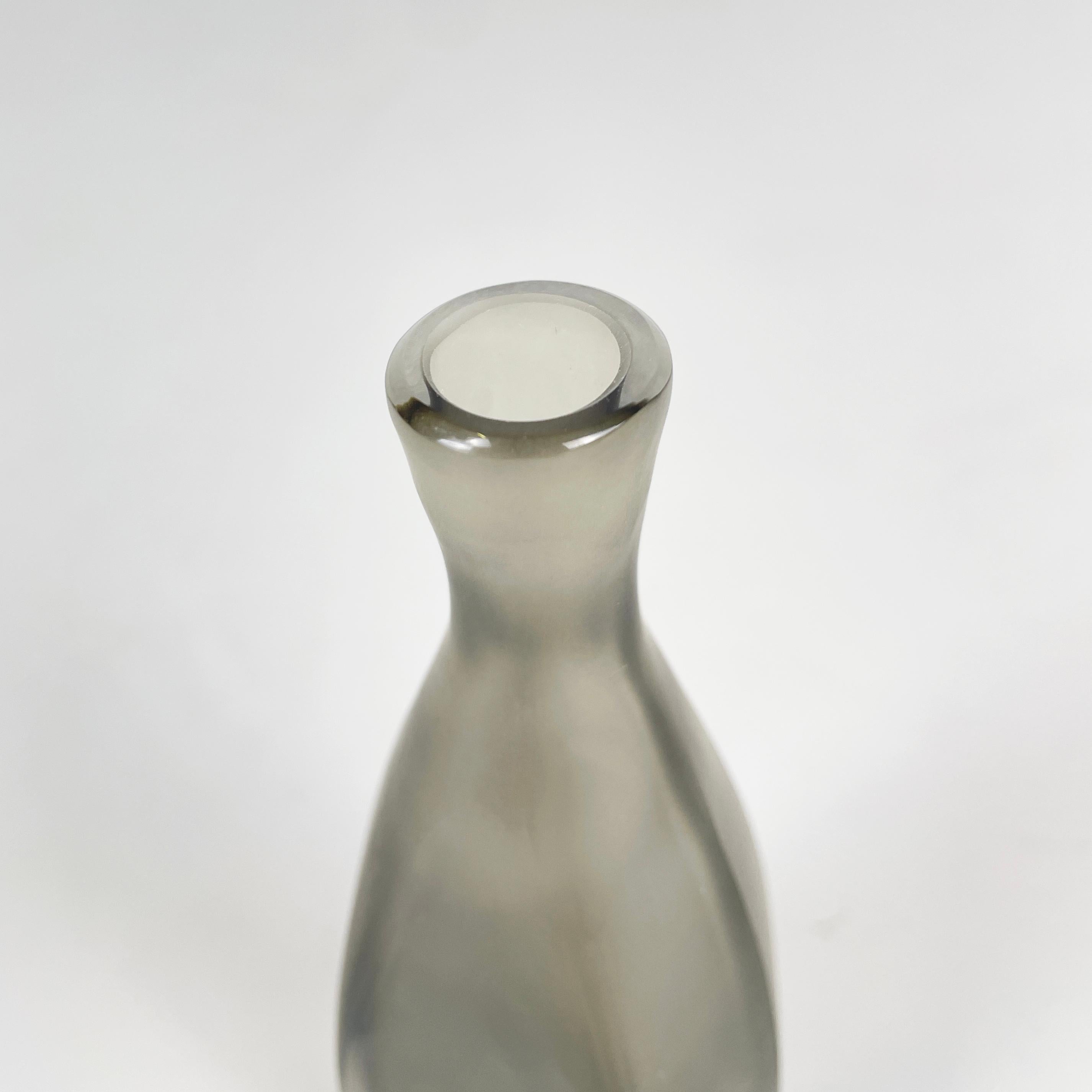 Murano Glass Italian modern Decorative bottle with cap in gray Murano glass by Venini, 1990s For Sale