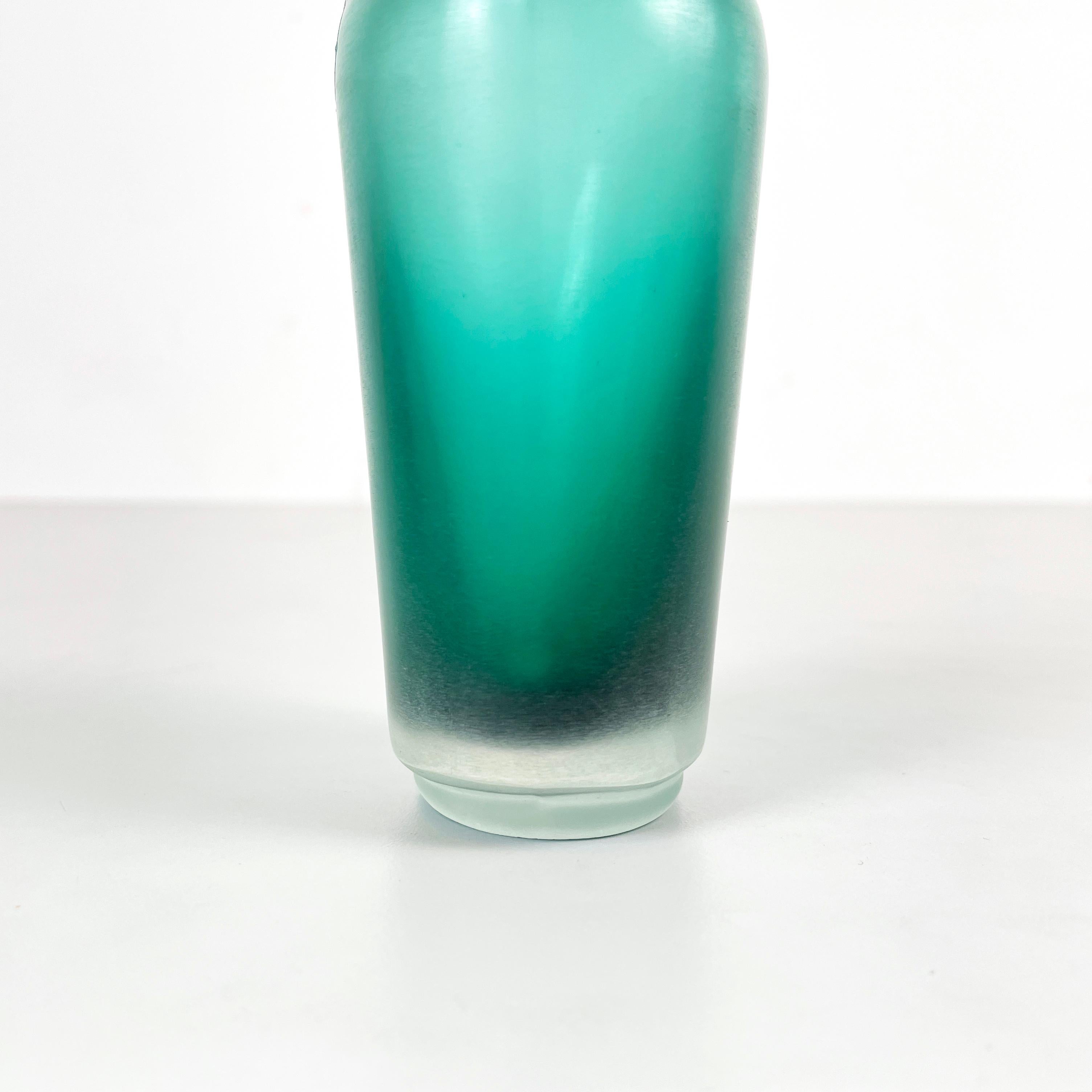 Italian modern Decorative bottle with cap in green Murano glass by Venini, 1990s 4