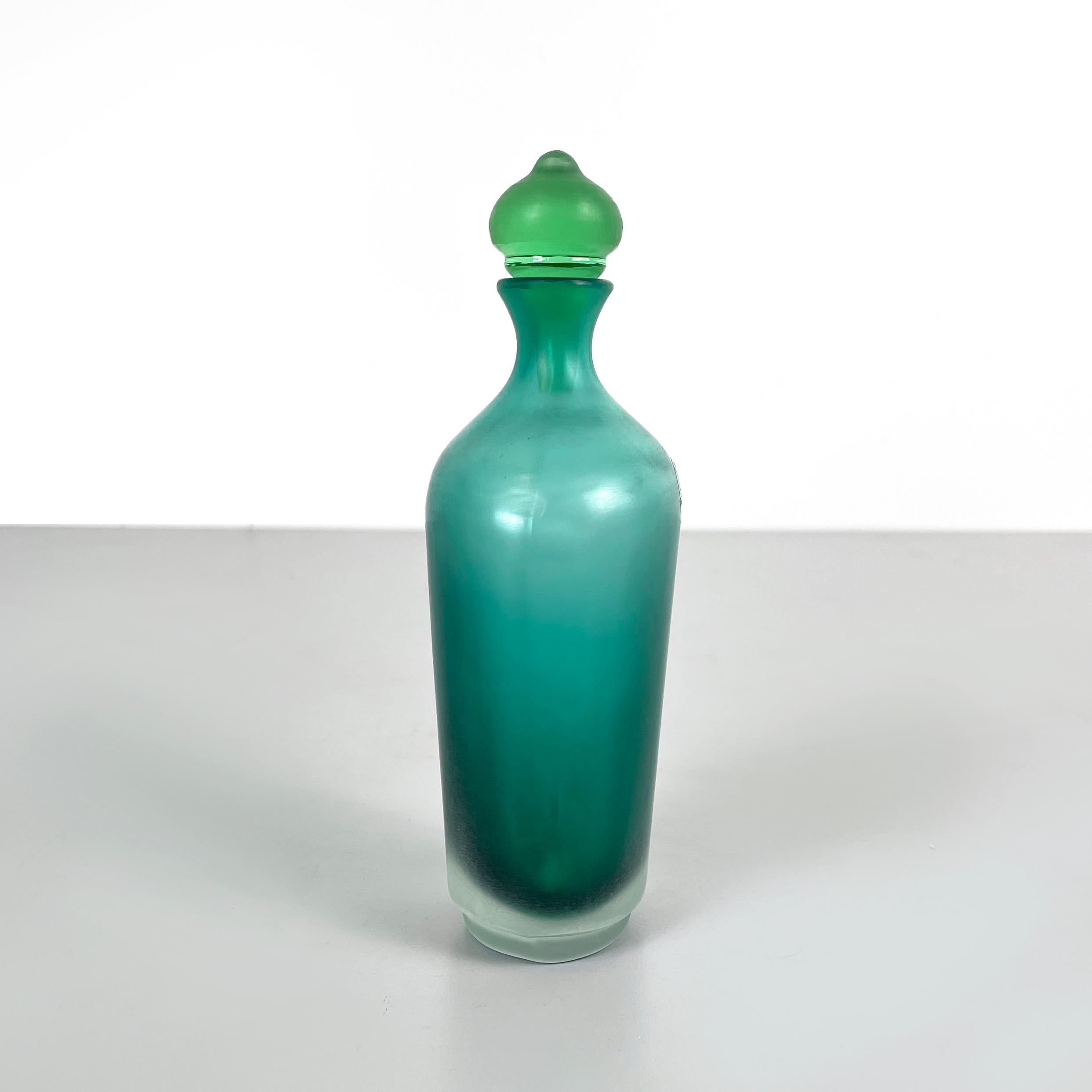 Modern Italian modern Decorative bottle with cap in green Murano glass by Venini, 1990s