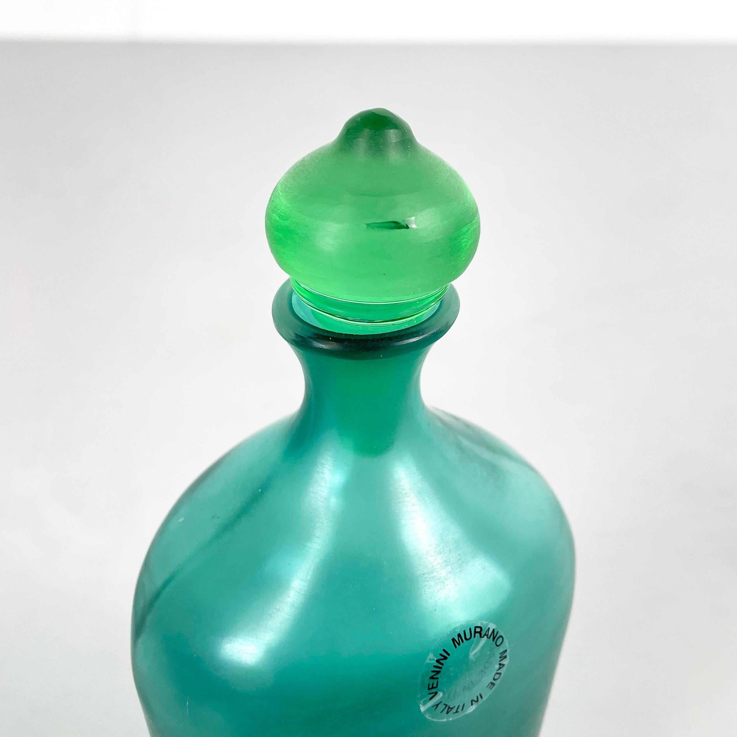 Murano Glass Italian modern Decorative bottle with cap in green Murano glass by Venini, 1990s