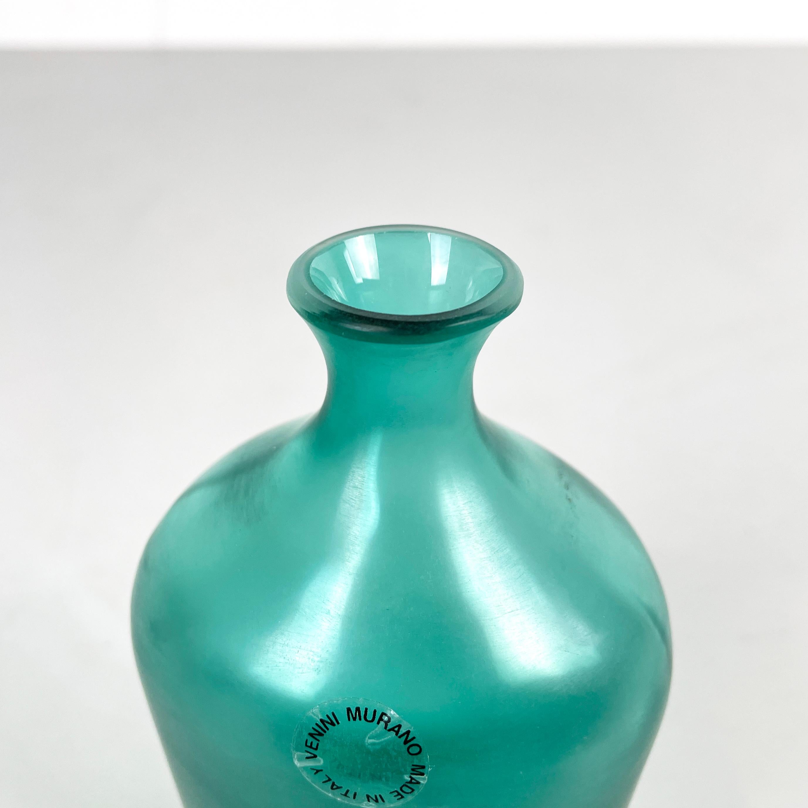 Italian modern Decorative bottle with cap in green Murano glass by Venini, 1990s 3