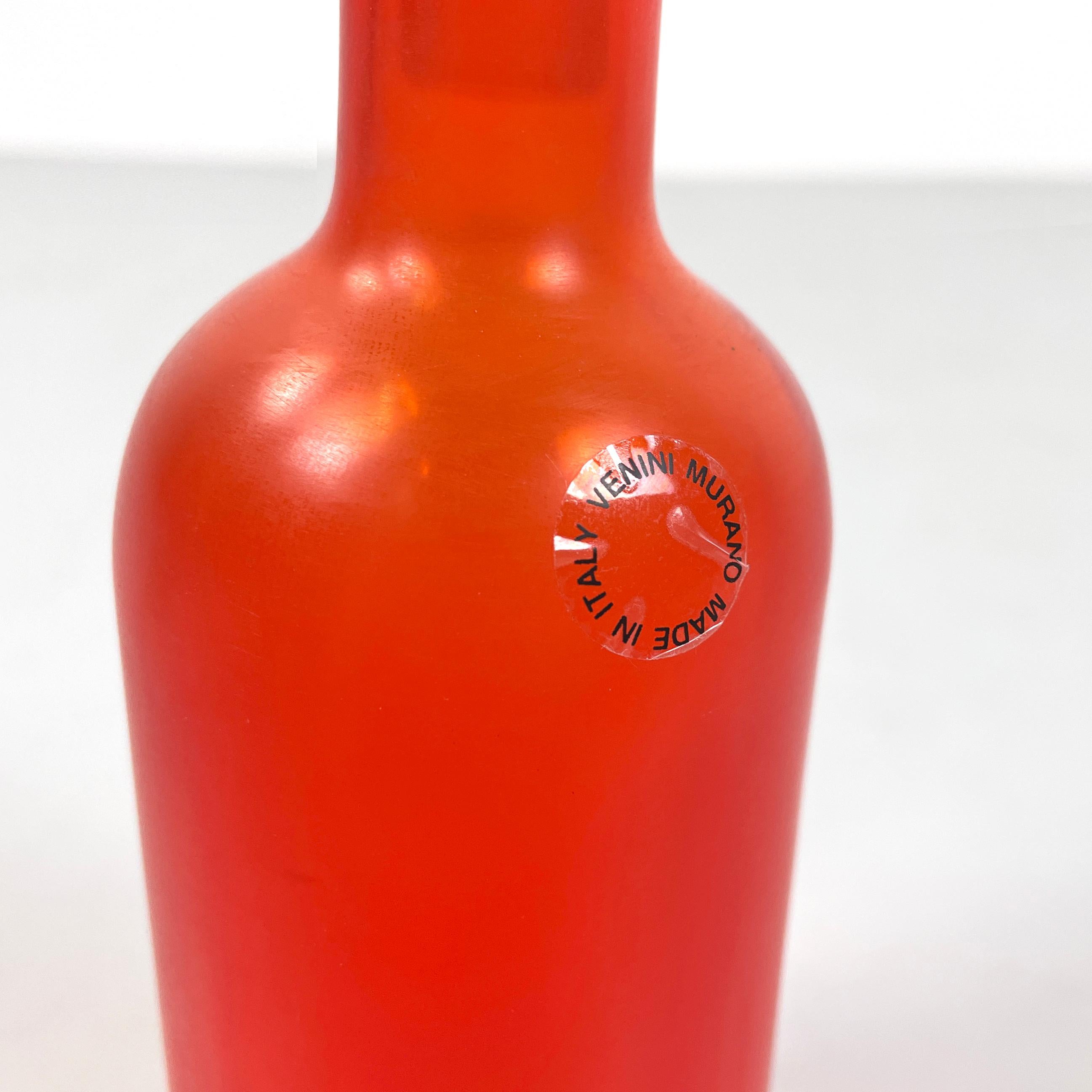Italian modern Decorative bottle with cap in red Murano glass by Venini, 1990s For Sale 4