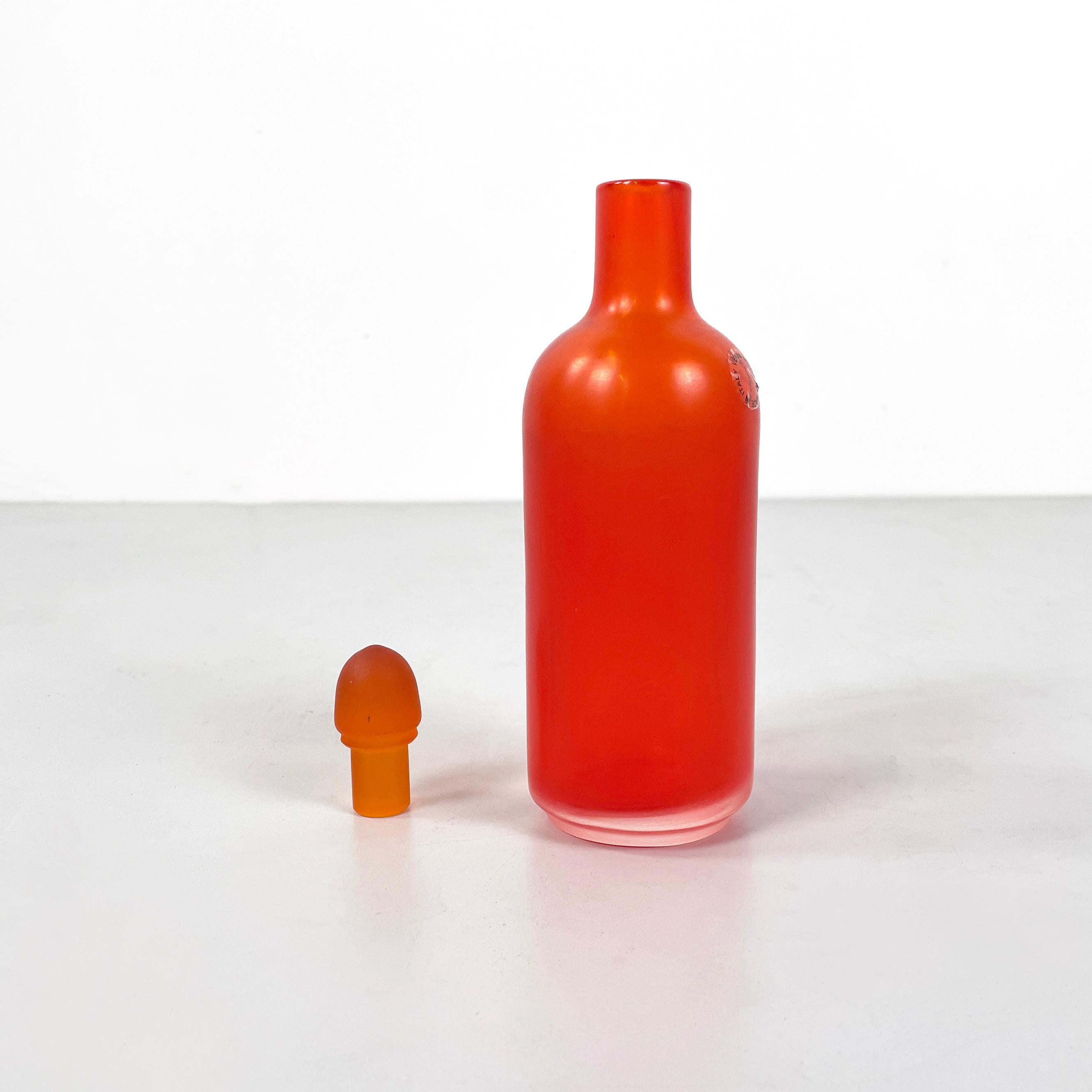 Modern Italian modern Decorative bottle with cap in red Murano glass by Venini, 1990s For Sale