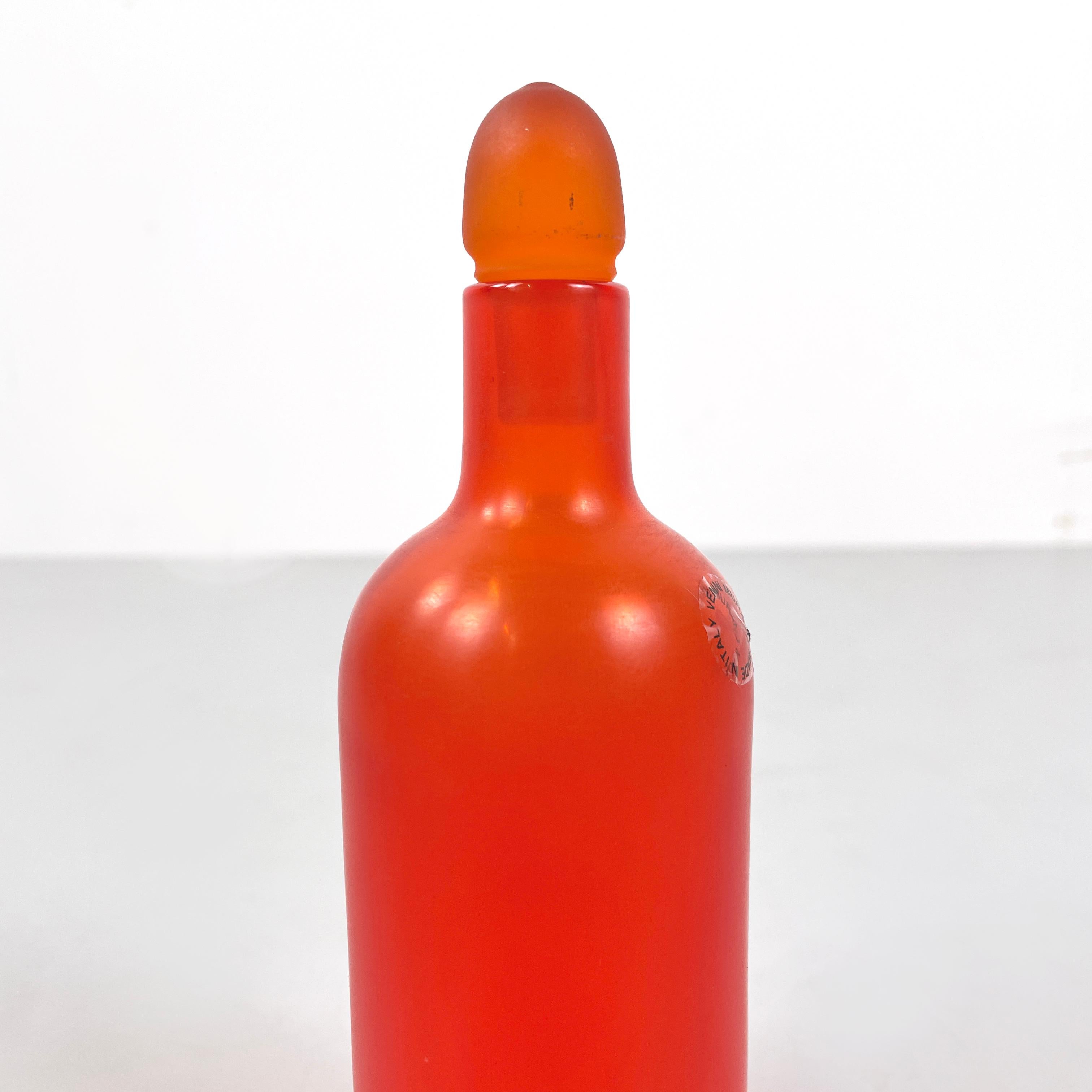 Murano Glass Italian modern Decorative bottle with cap in red Murano glass by Venini, 1990s For Sale