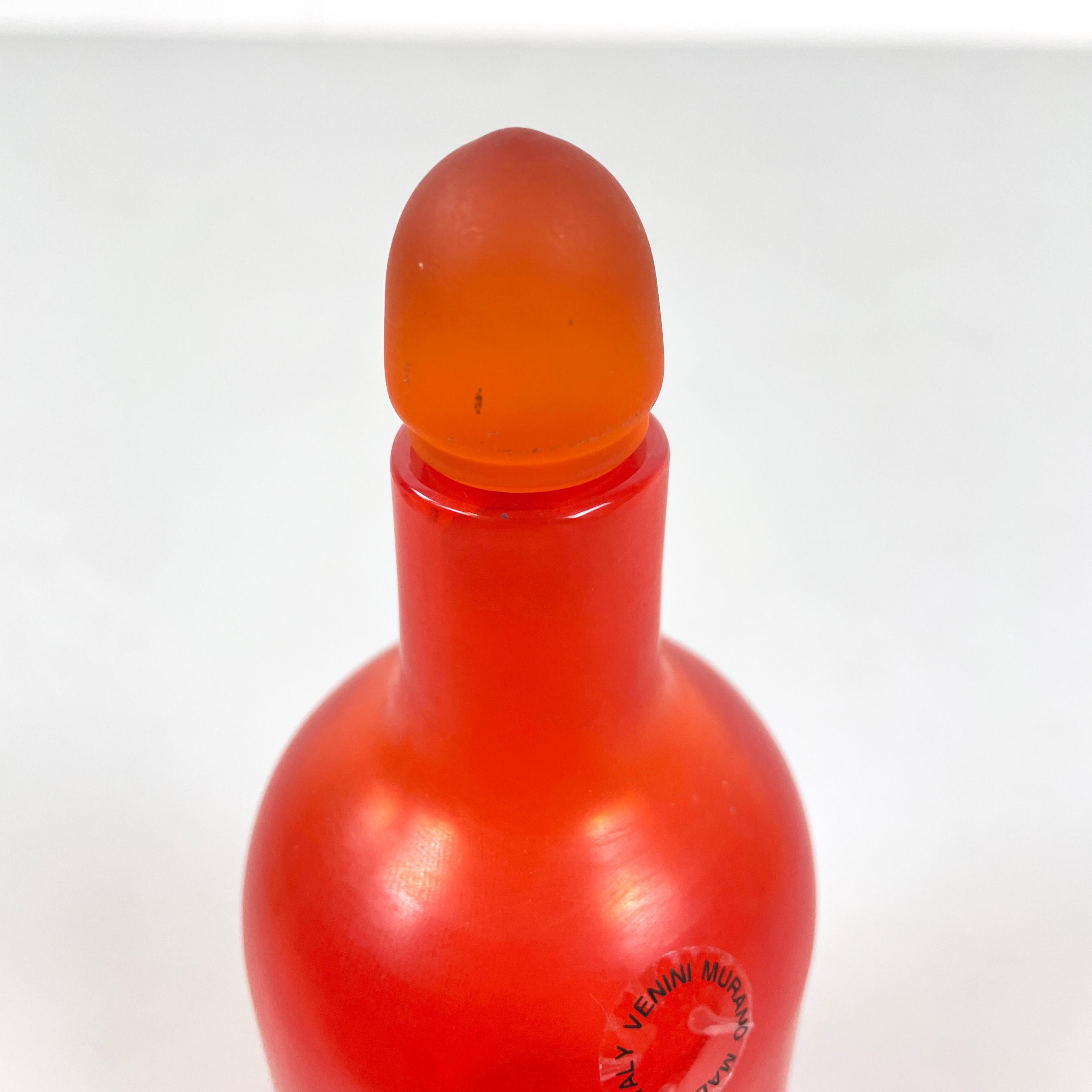 Italian modern Decorative bottle with cap in red Murano glass by Venini, 1990s For Sale 1