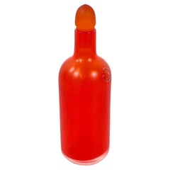 Vintage Italian modern Decorative bottle with cap in red Murano glass by Venini, 1990s