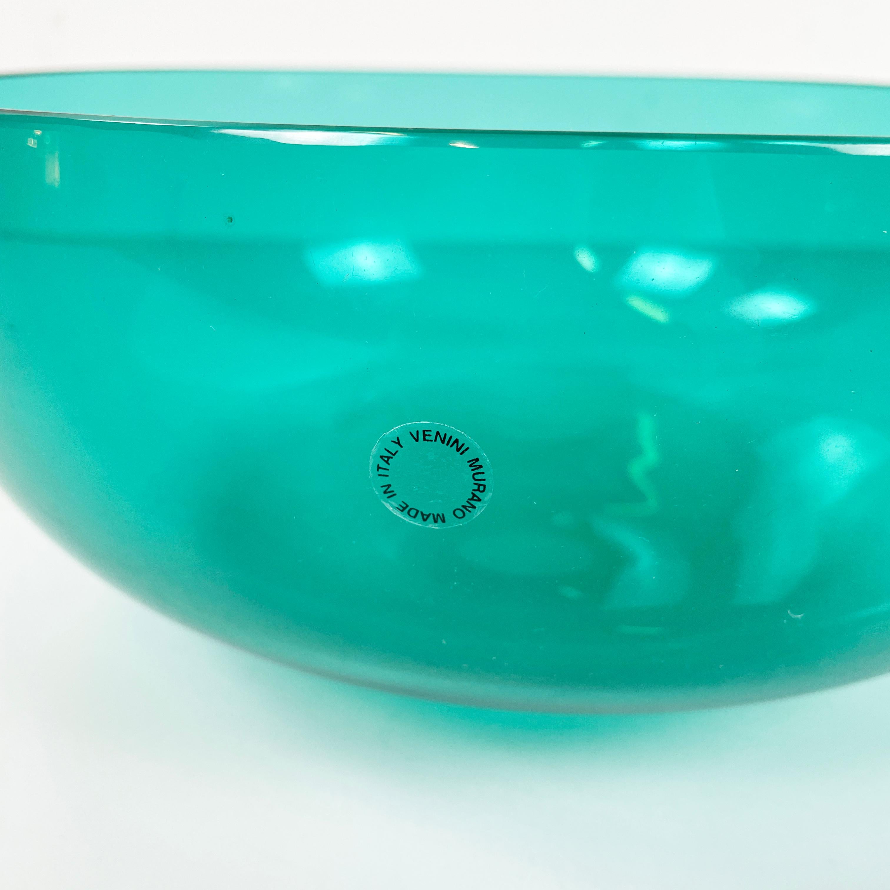 Italian modern Decorative bowl in green light blue Murano glass by Venini 1990s For Sale 4