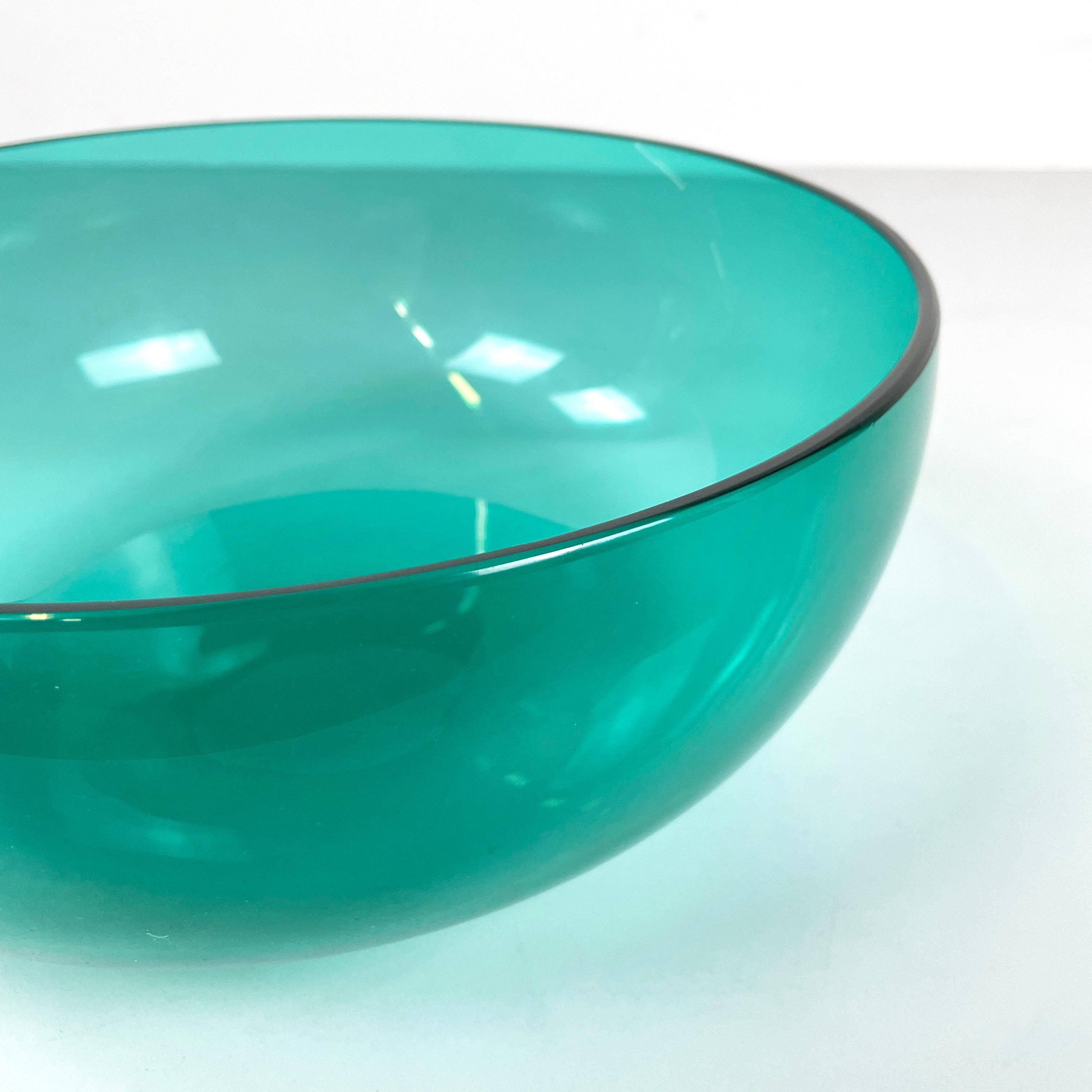 Murano Glass Italian modern Decorative bowl in green light blue Murano glass by Venini 1990s For Sale