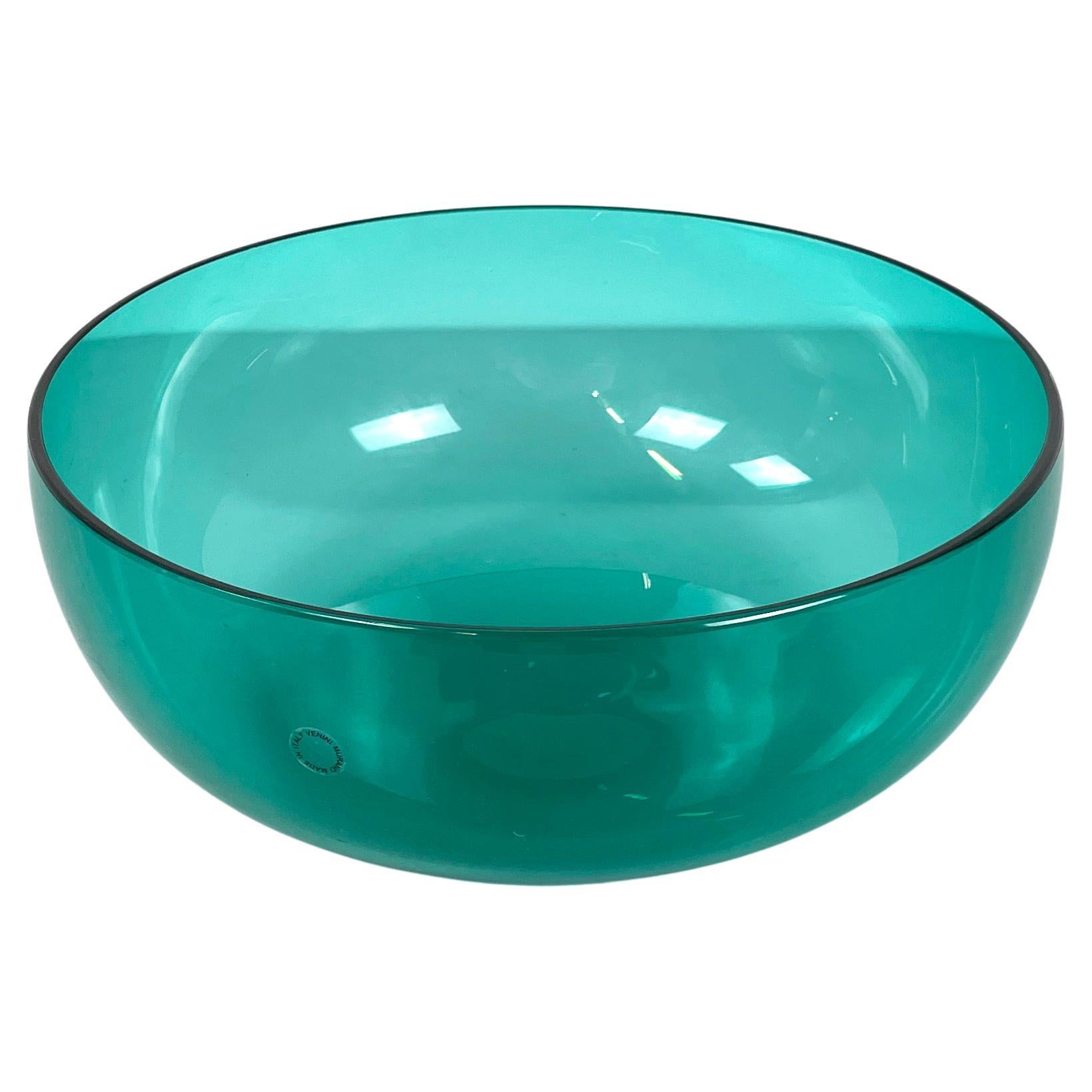 Italian modern Decorative bowl in green light blue Murano glass by Venini 1990s For Sale