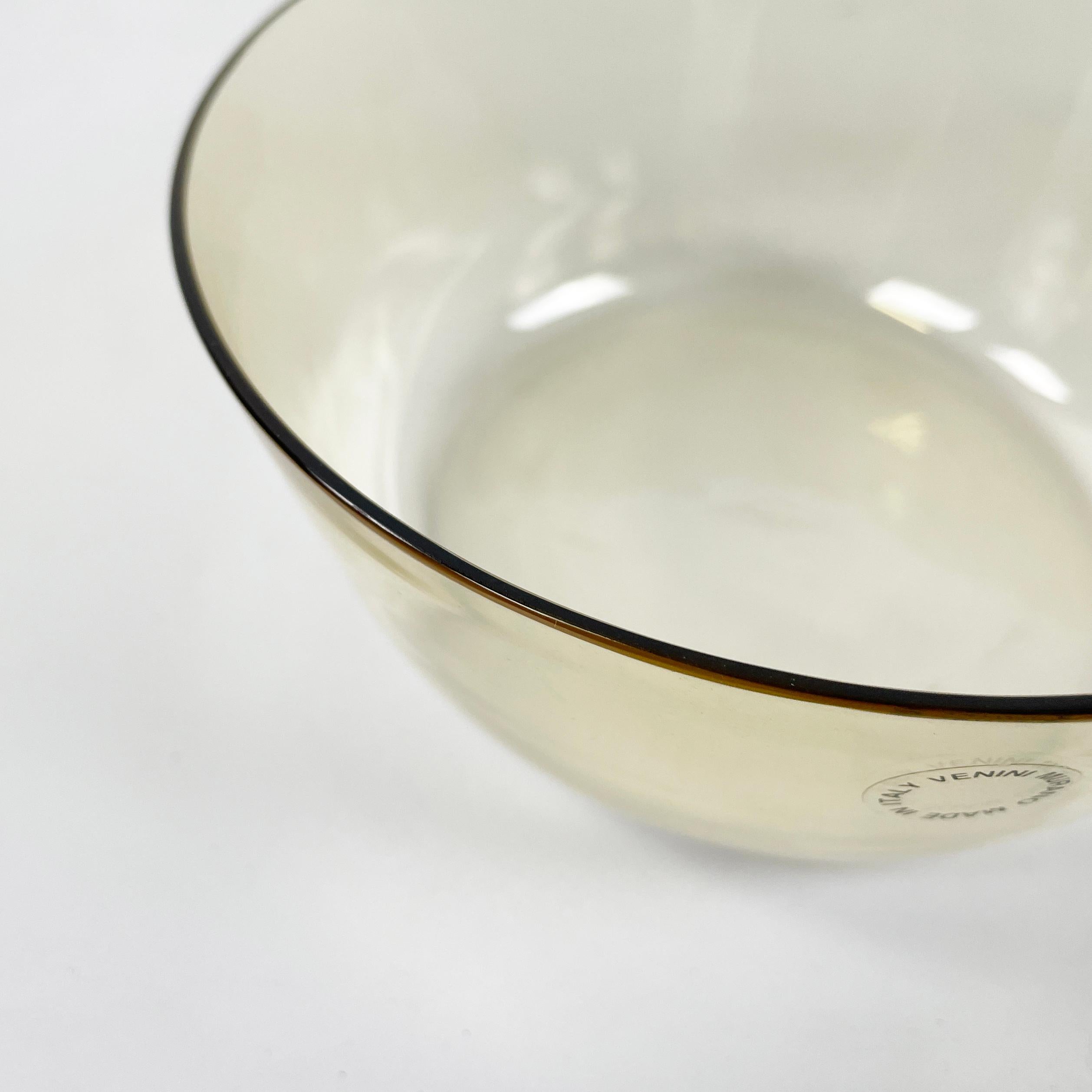 Italian modern Decorative bowl in transparent yellow Murano glass by Venini 1990 For Sale 1