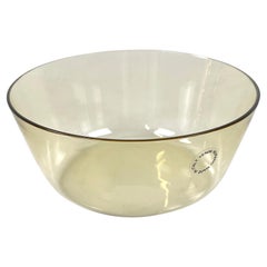 Coupe décorative italienne jaune transparent en verre de Murano par Venini 1990