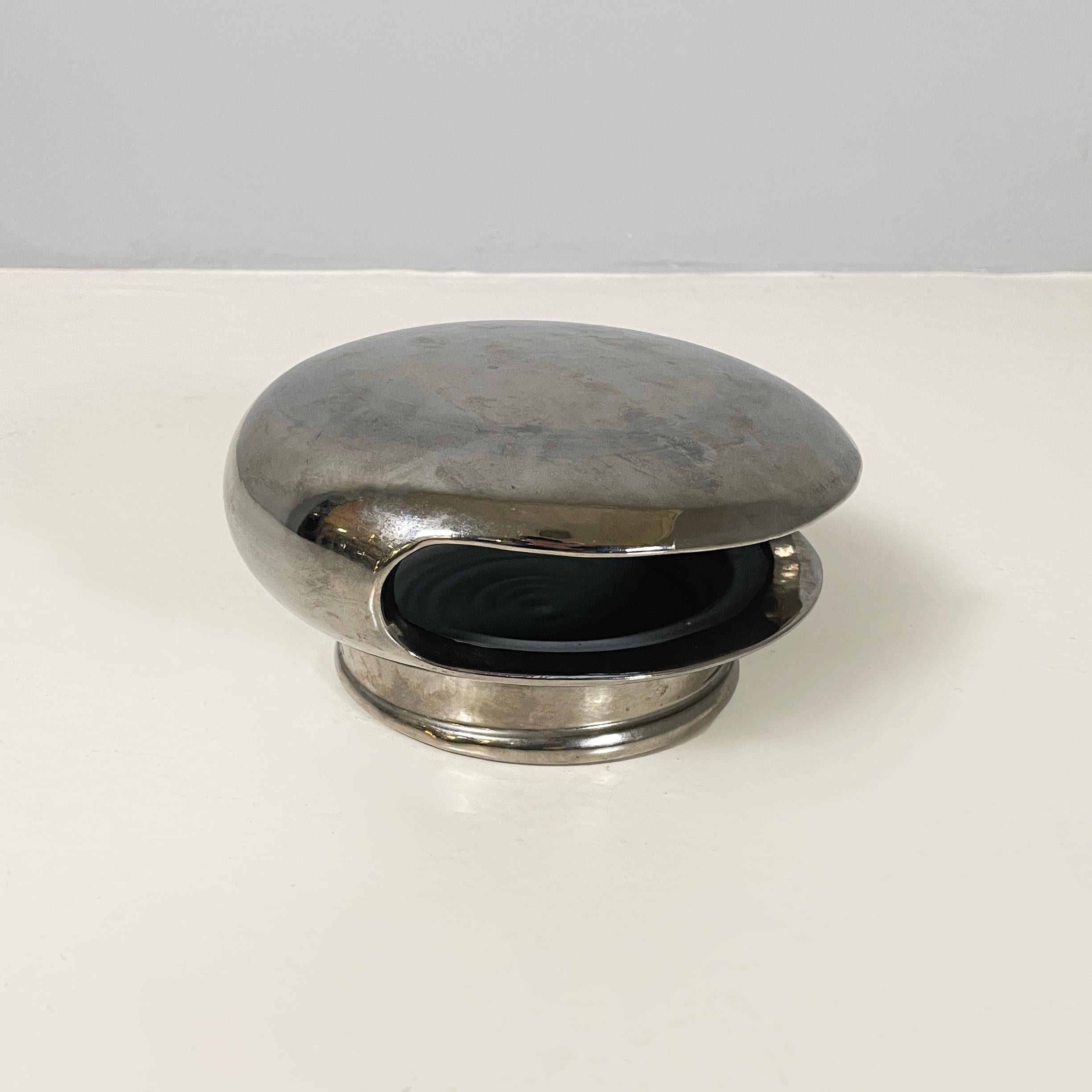 Modern Italian modern Decorative table object or sculpture in silver ceramic, 2000s For Sale