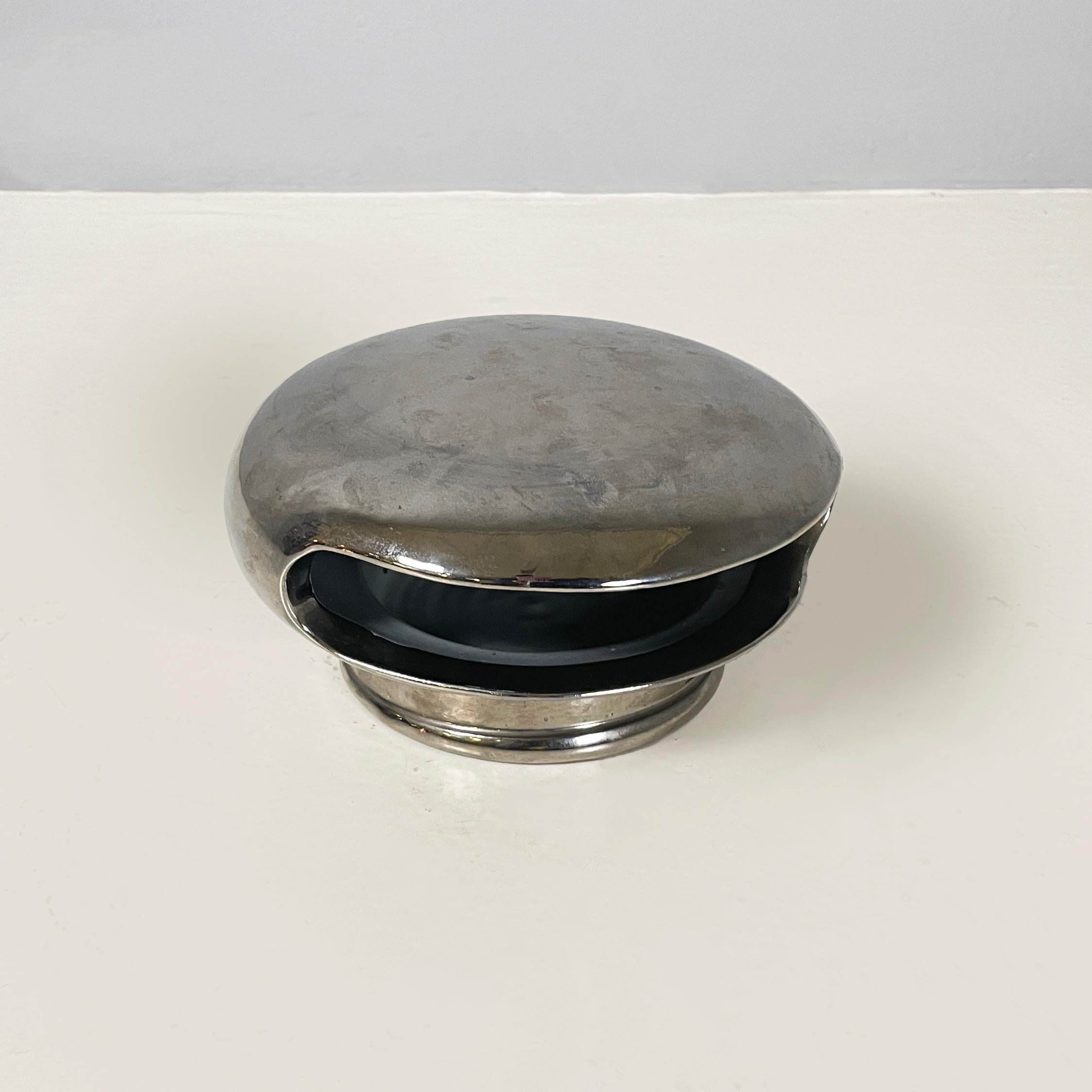 Ceramic Italian modern Decorative table object or sculpture in silver ceramic, 2000s For Sale