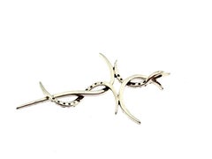 Italian Modern Design 18kt White Gold Cross with Diamonds