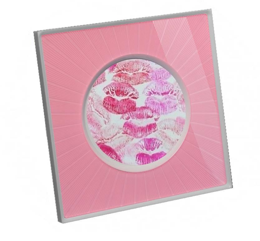 Plexiglass Italian Photo Frame Plexi White and Pink, Sharing Pink For Sale