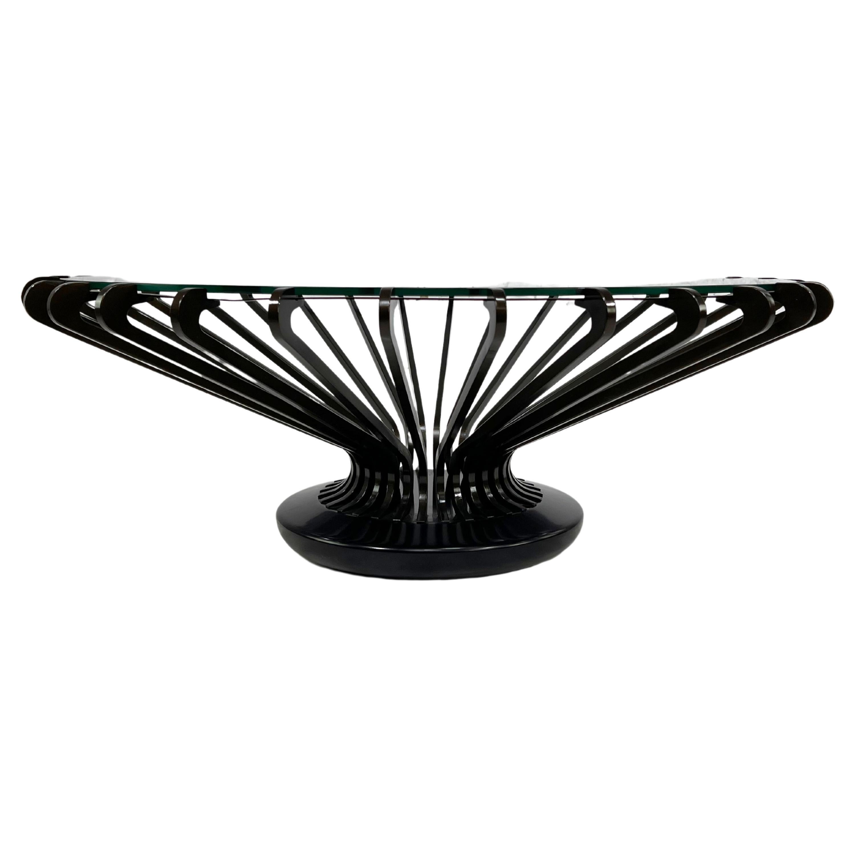 Mesa de centro redonda de metal y cristal estilo diseño moderno italiano en venta