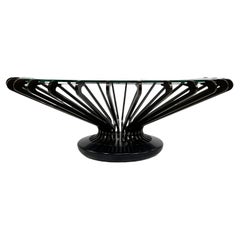 Table basse ronde de style design moderne italien en métal et verre