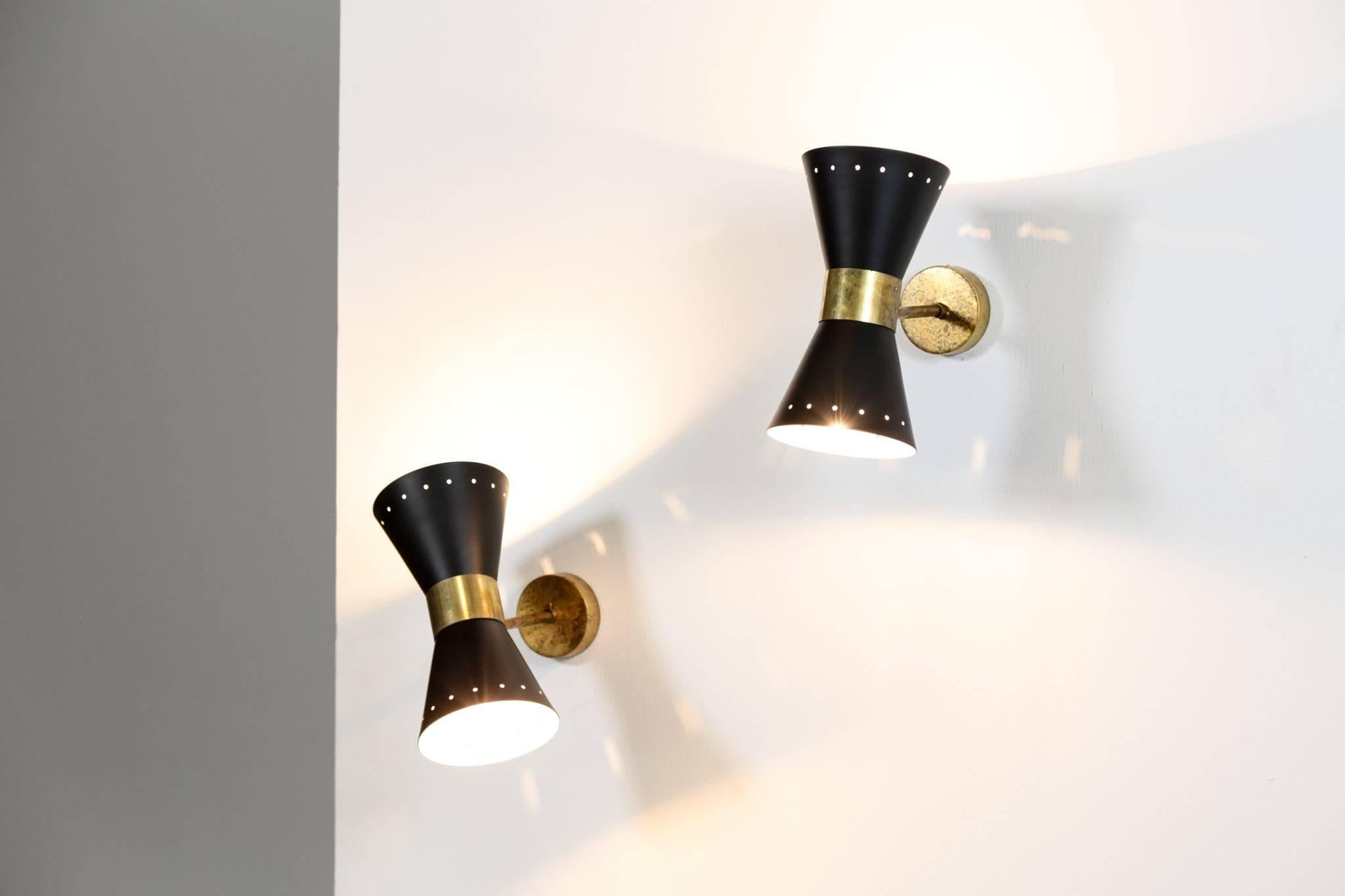 Mid-Century Modern Italian Modern Diabolo Sconce Stilnovo Style, Wall Light For Sale