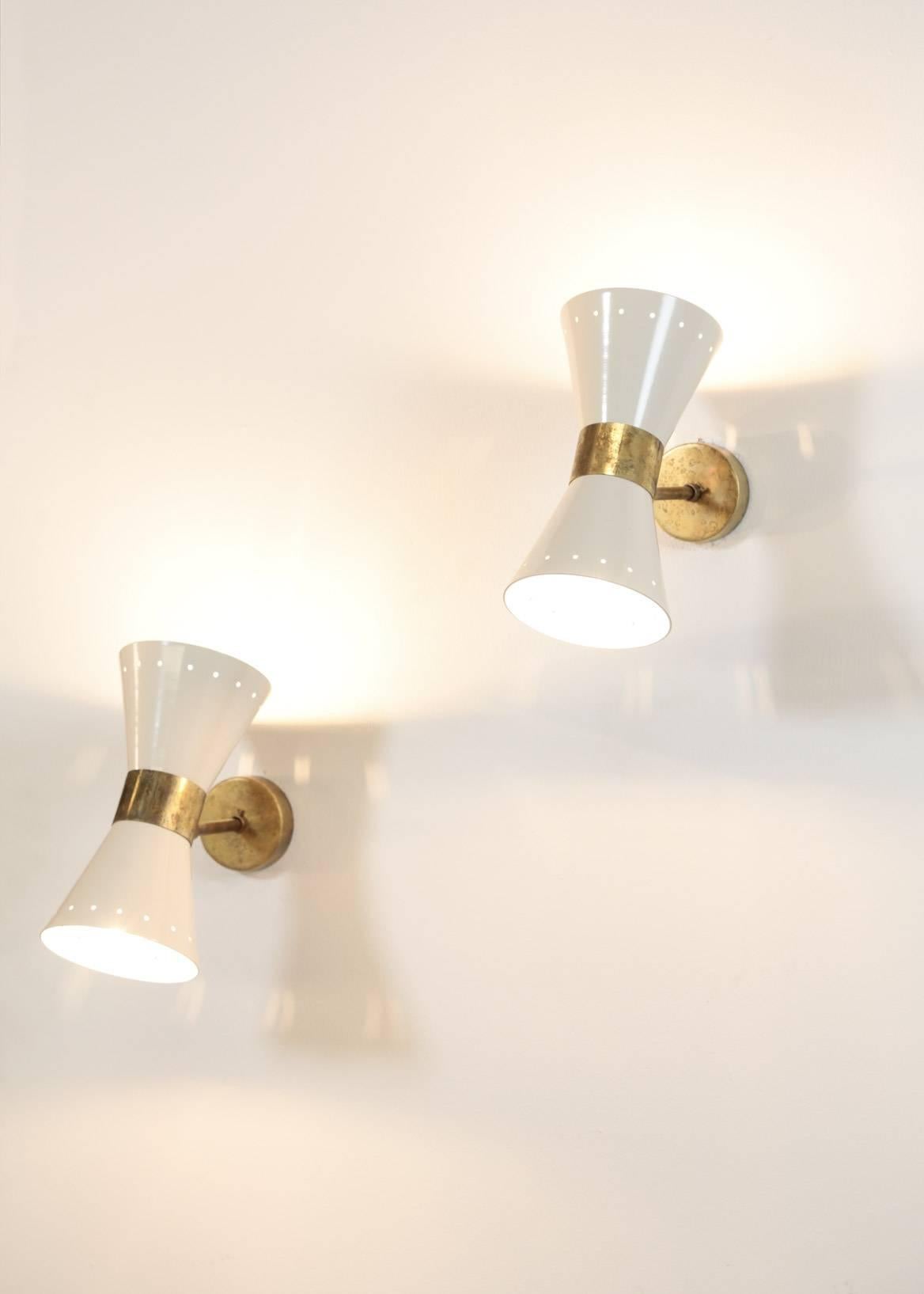 Mid-Century Modern Italian Modern Diabolo Sconces Stilnovo Style, Wall Light For Sale