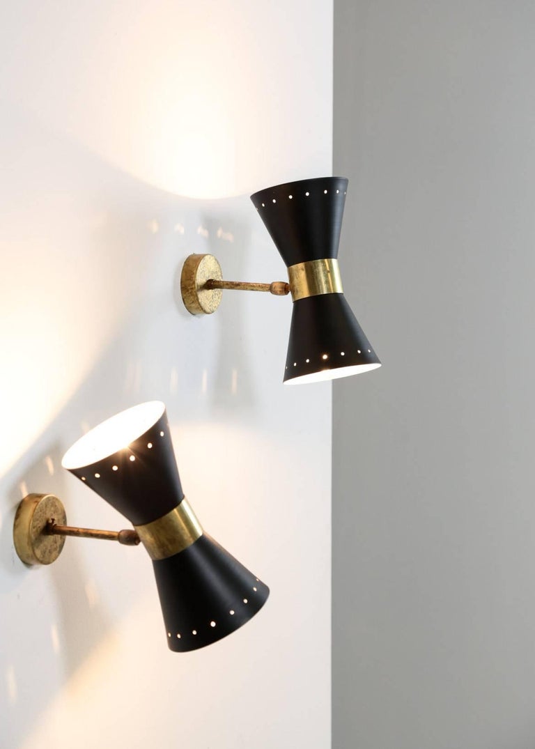 Brass Italian Modern Diabolo Sconce Stilnovo Style, Wall Light For Sale