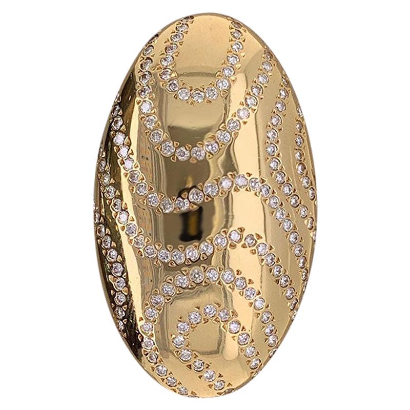 Italian Modern Diamond Gold Cocktail Ring For Sale