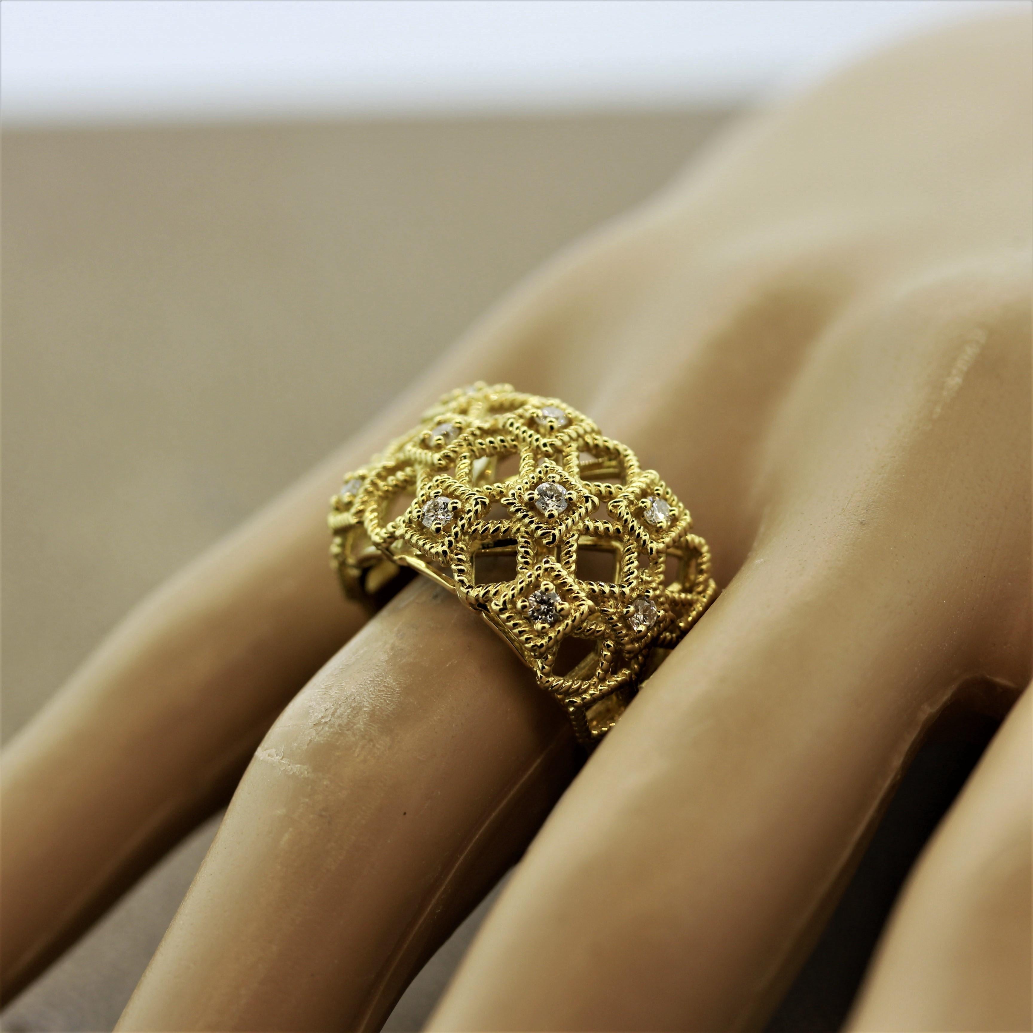 Women's Italian Modern Diamond Gold Ring For Sale