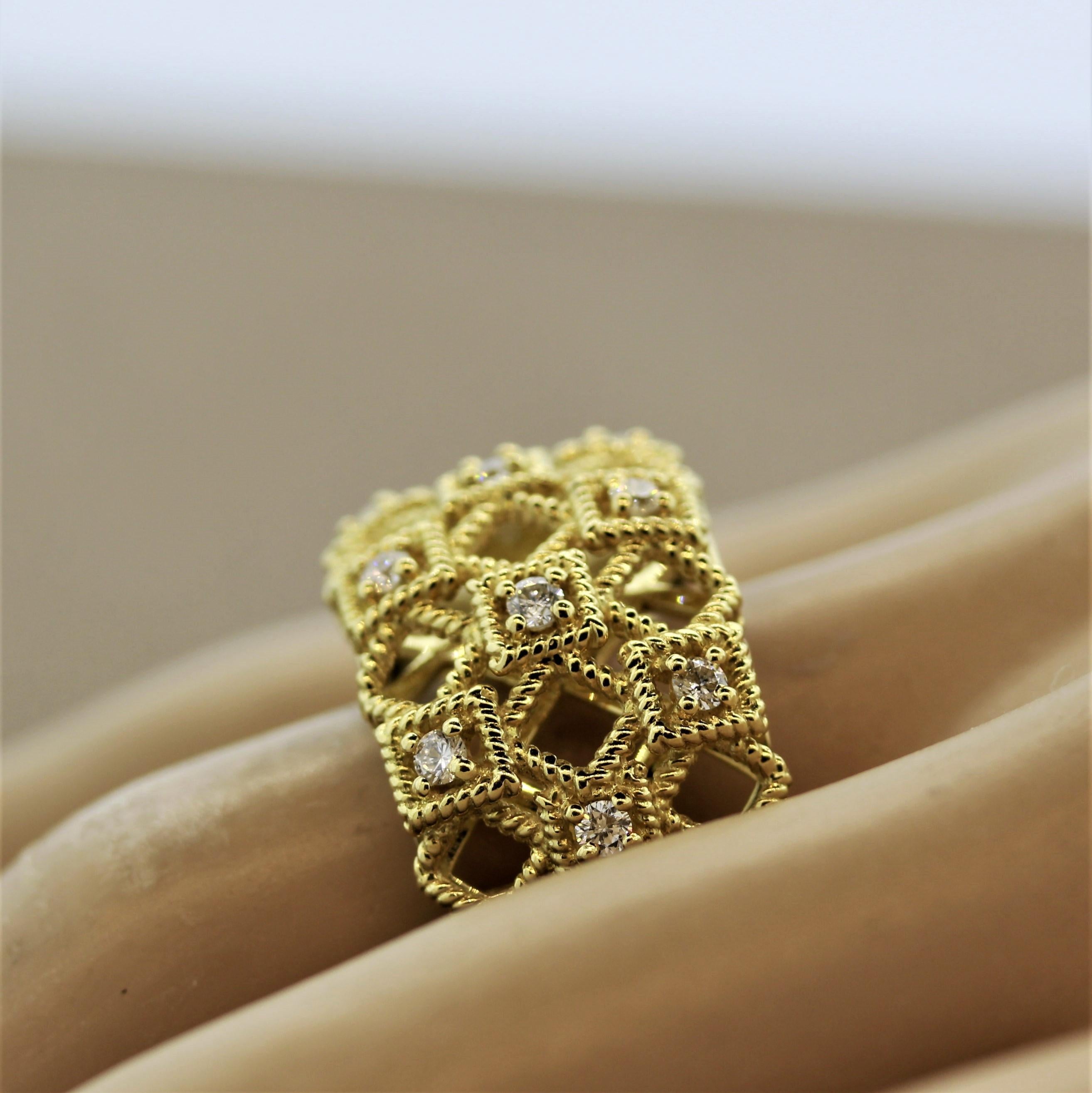 Italian Modern Diamond Gold Ring For Sale 1