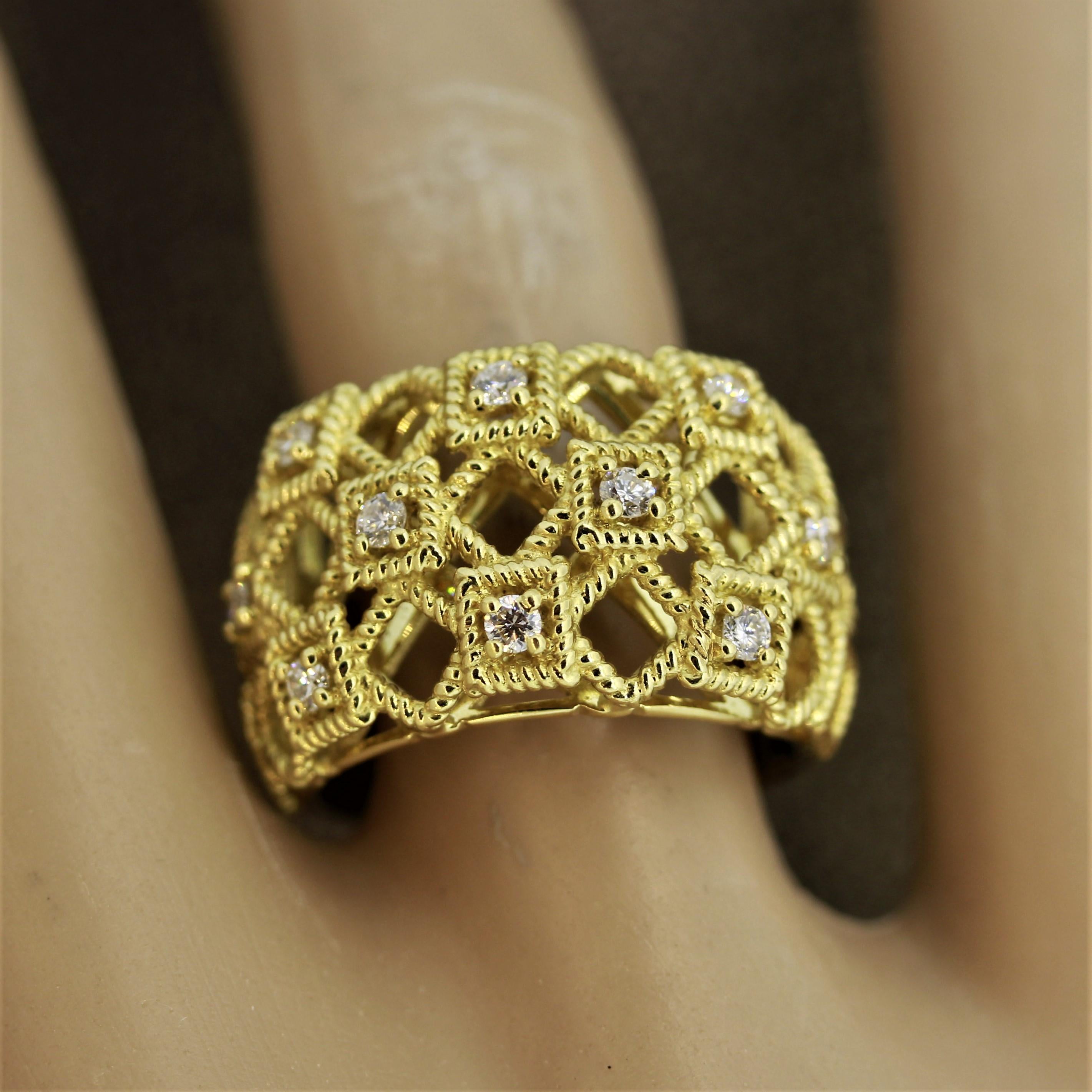 Italian Modern Diamond Gold Ring For Sale 2