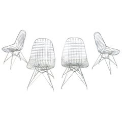 Italian Modern Dining Chairs in Chromed Metal Curved Rod, 1970s