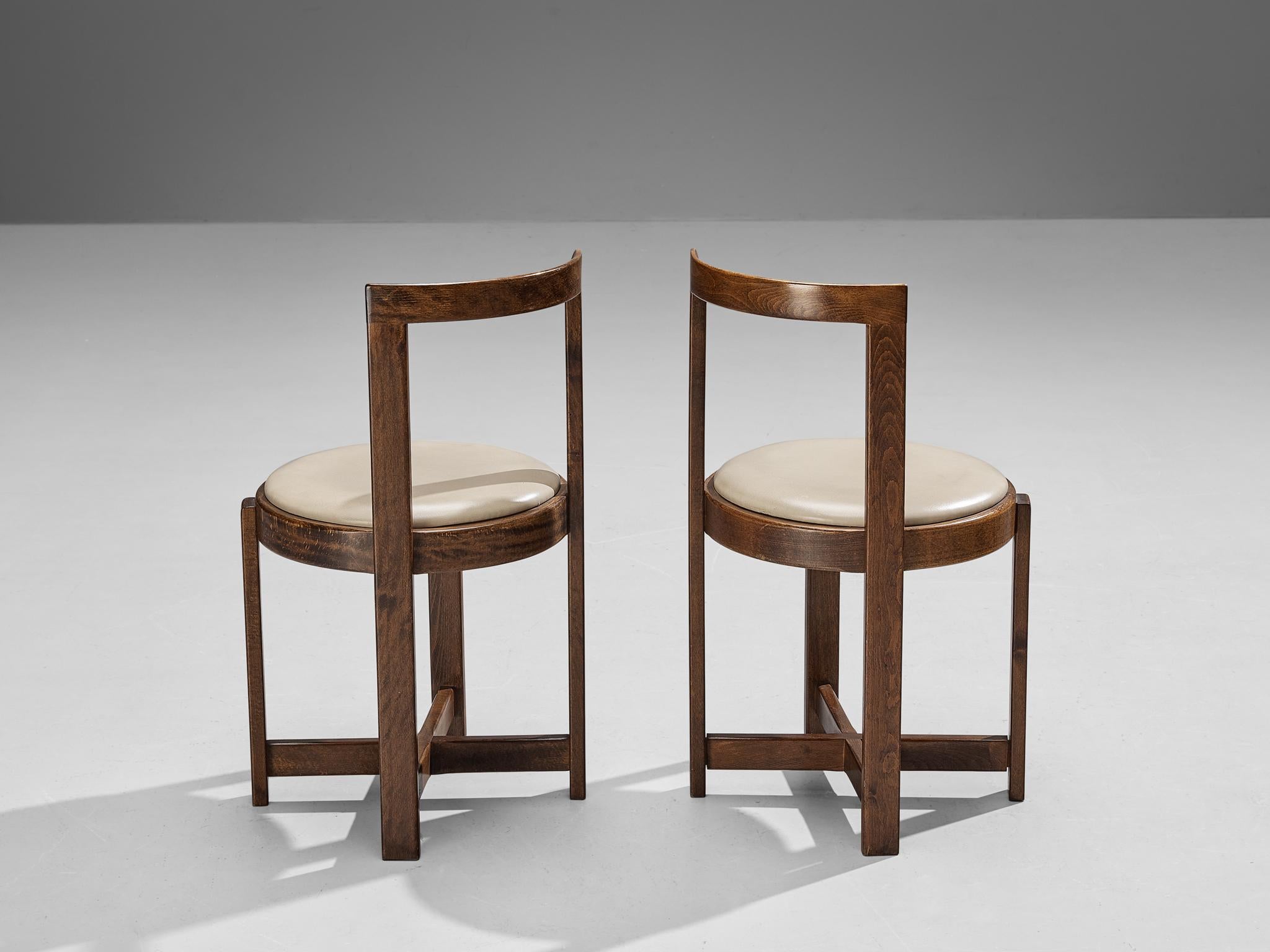 Italian Modern Dining Chairs with Round Seats in Wood In Good Condition For Sale In Waalwijk, NL
