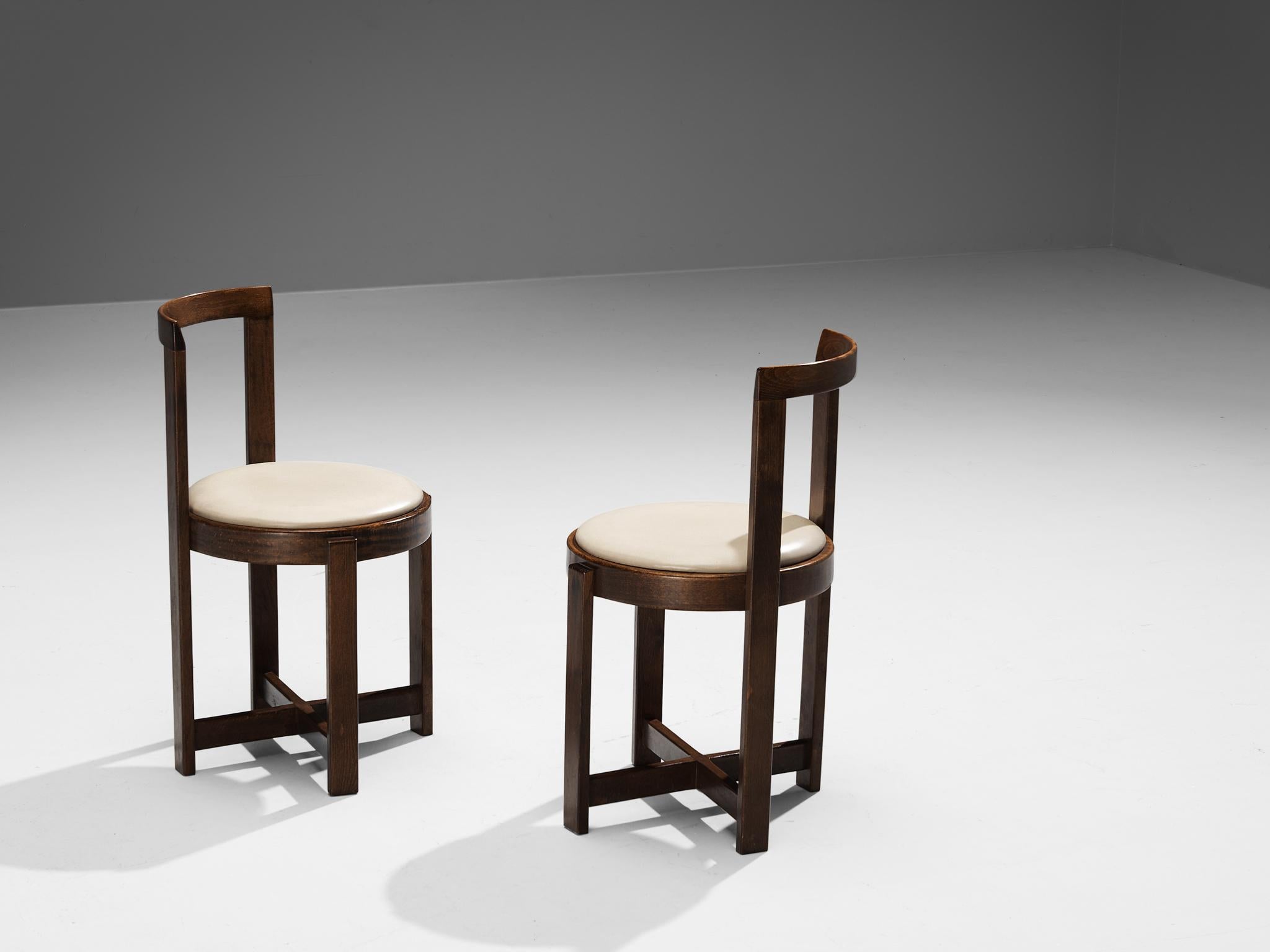 Italian Modern Dining Chairs with Round Seats in Wood For Sale 2