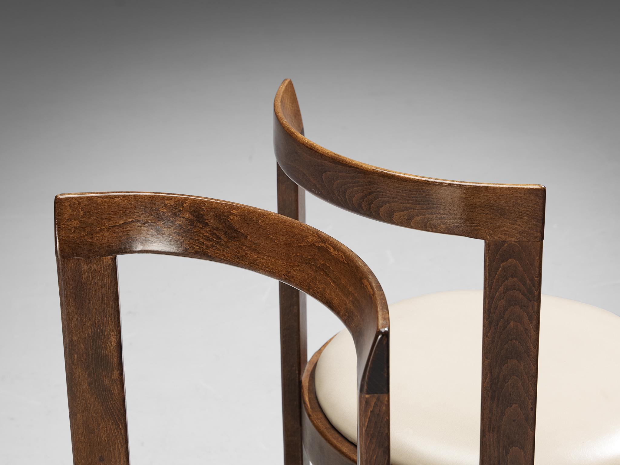 Italian Modern Dining Chairs with Round Seats in Wood For Sale 3