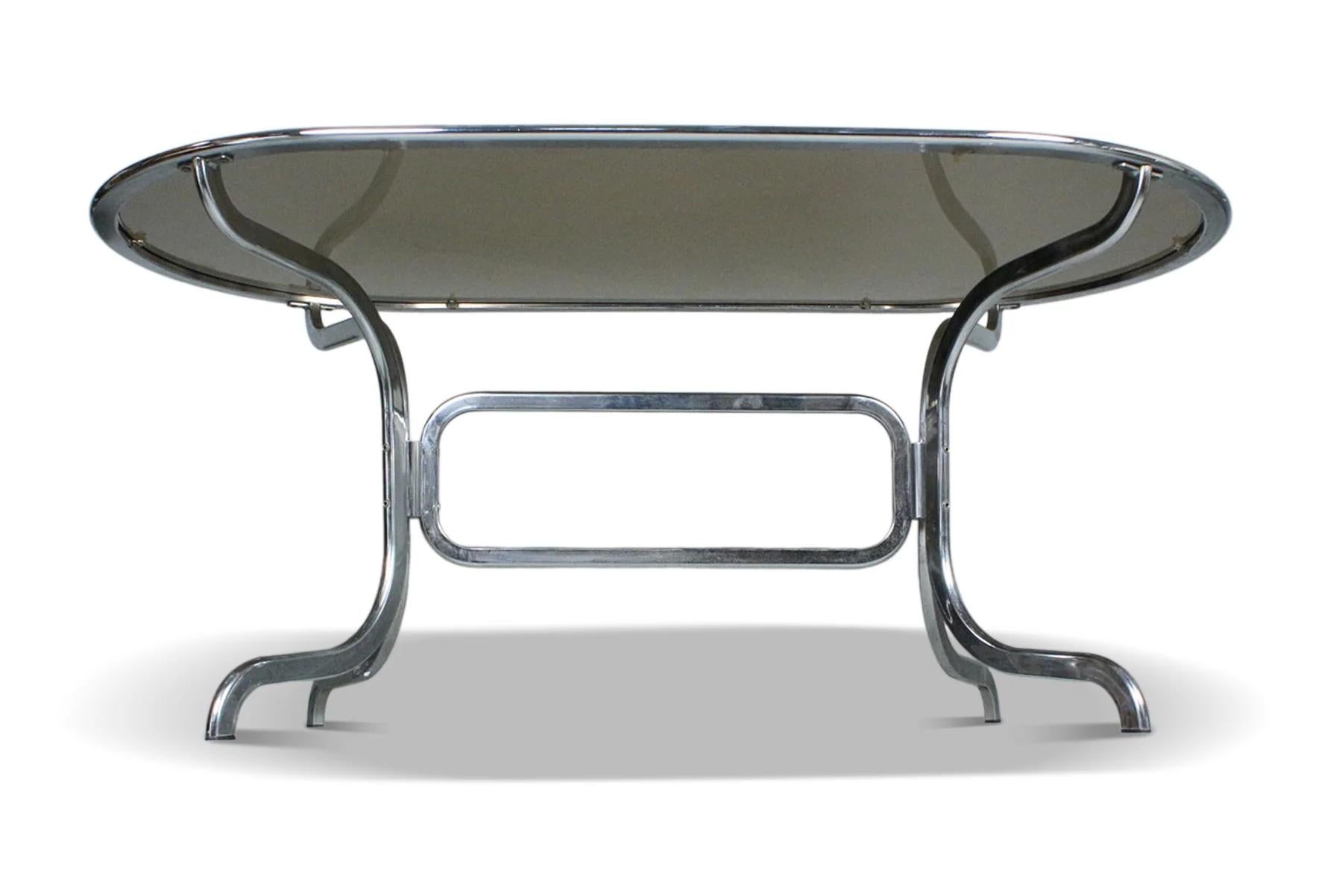 Mid-Century Modern Italian Modern Dining Set In Glass And Chrome By Gastone Rinaldi For Sale