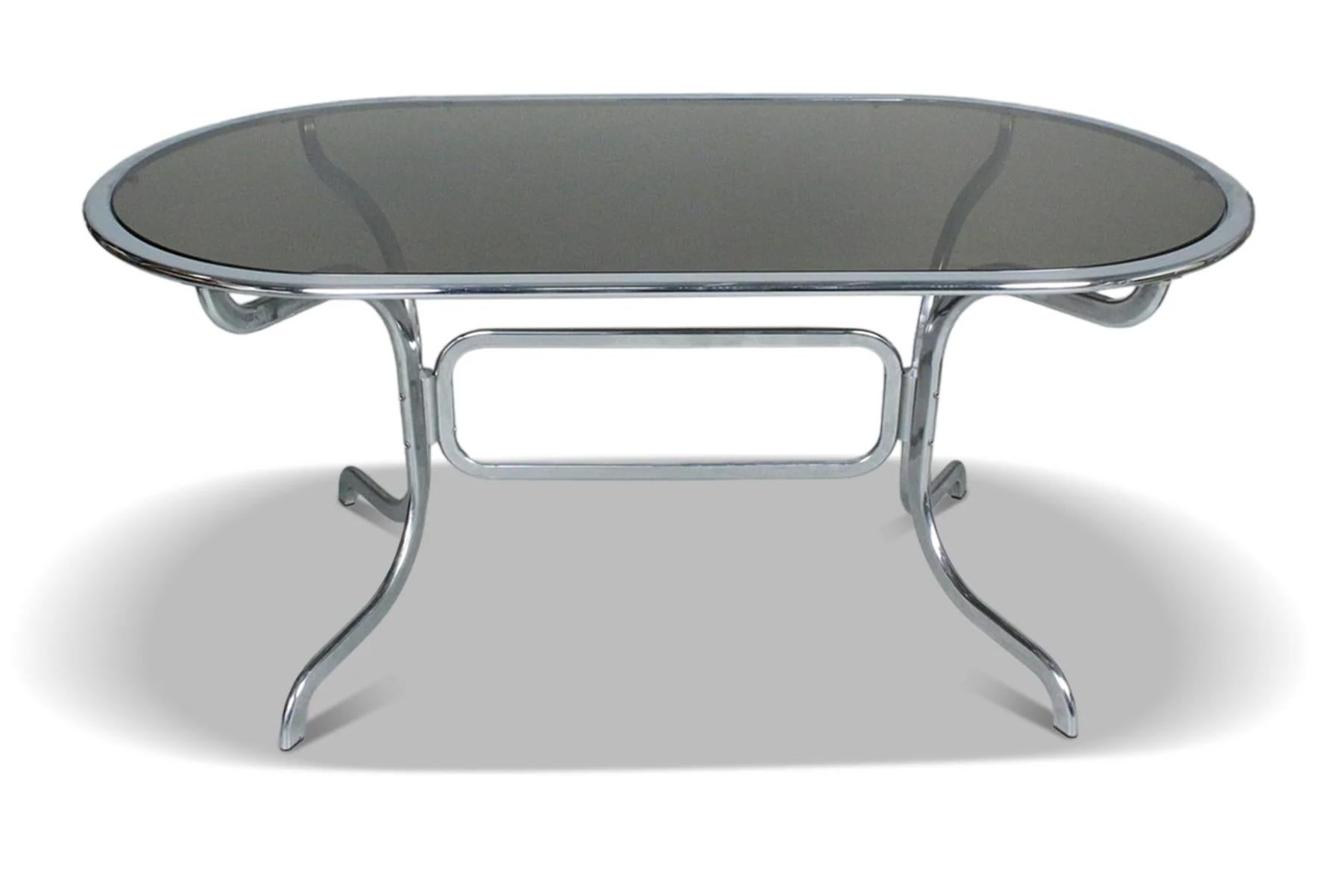 Italian Modern Dining Set In Glass And Chrome By Gastone Rinaldi For Sale 1