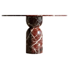 Italian Modern Dining Table in Solid Rosso Levanto Marble, Monolithic Table