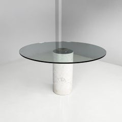 Italian modern dining table marble glass M4 Angelo Mangiarotti Skipper, 1980s