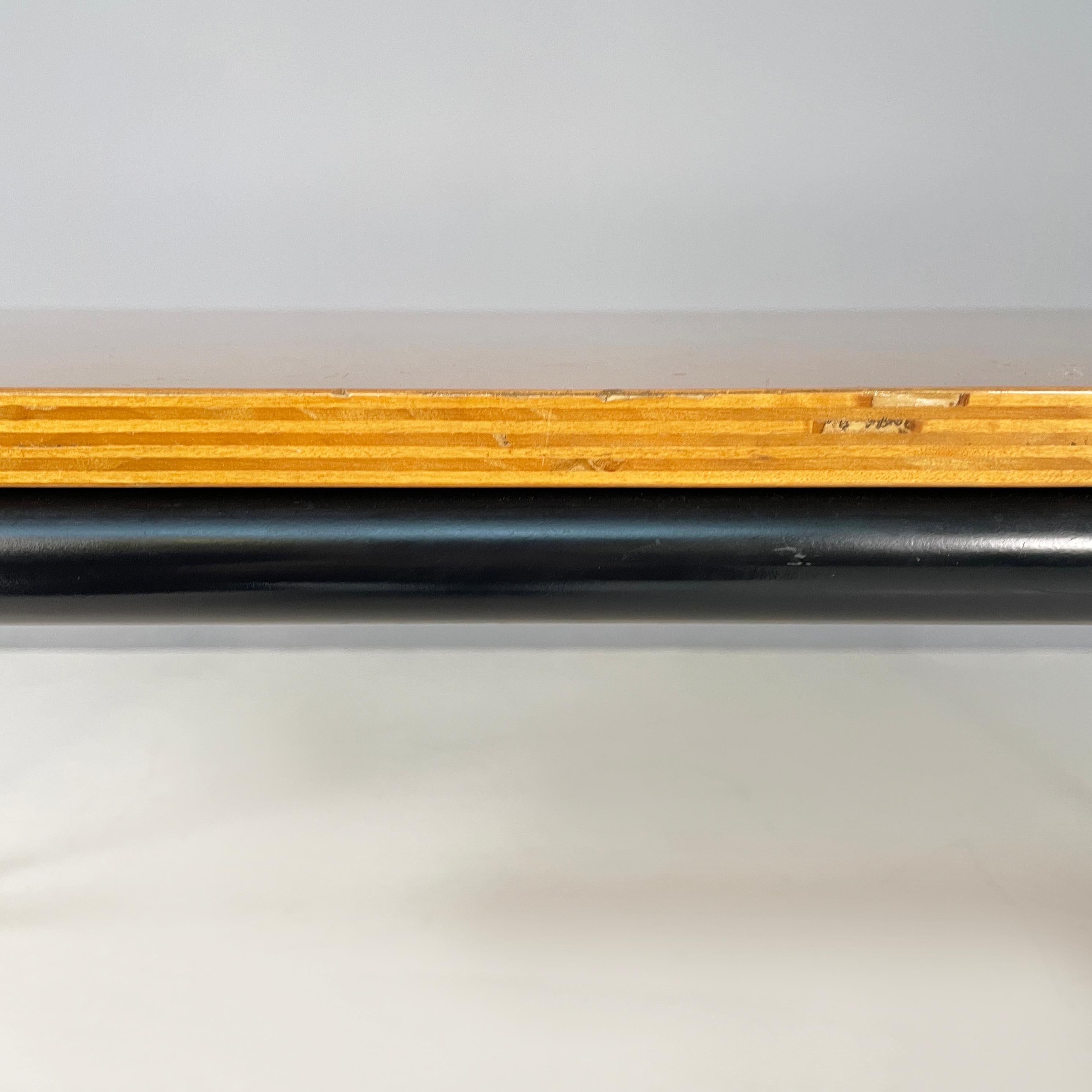 Italian modern Dining table or desk in wood and black metal, 1980s For Sale 4