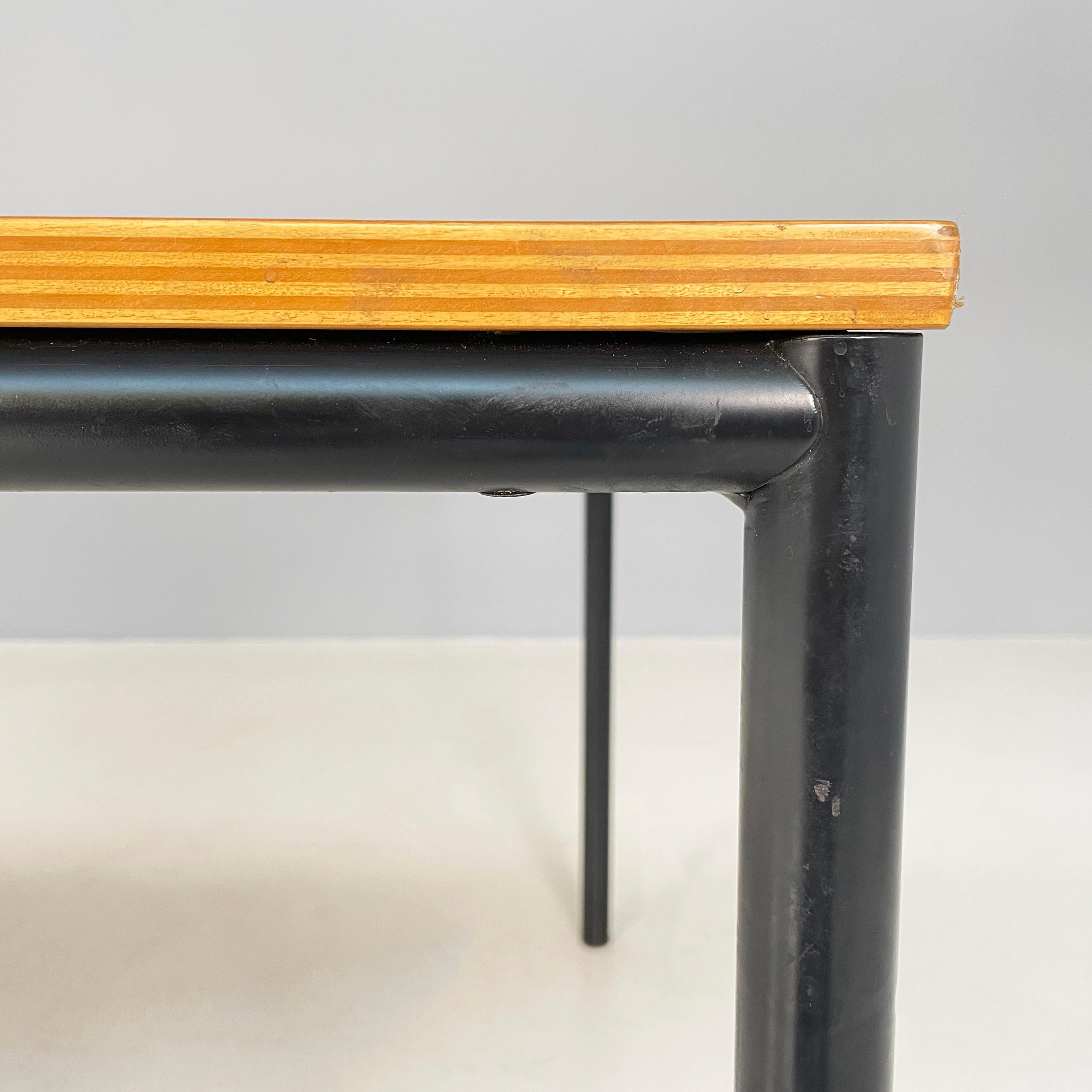 Italian modern Dining table or desk in wood and black metal, 1980s For Sale 6