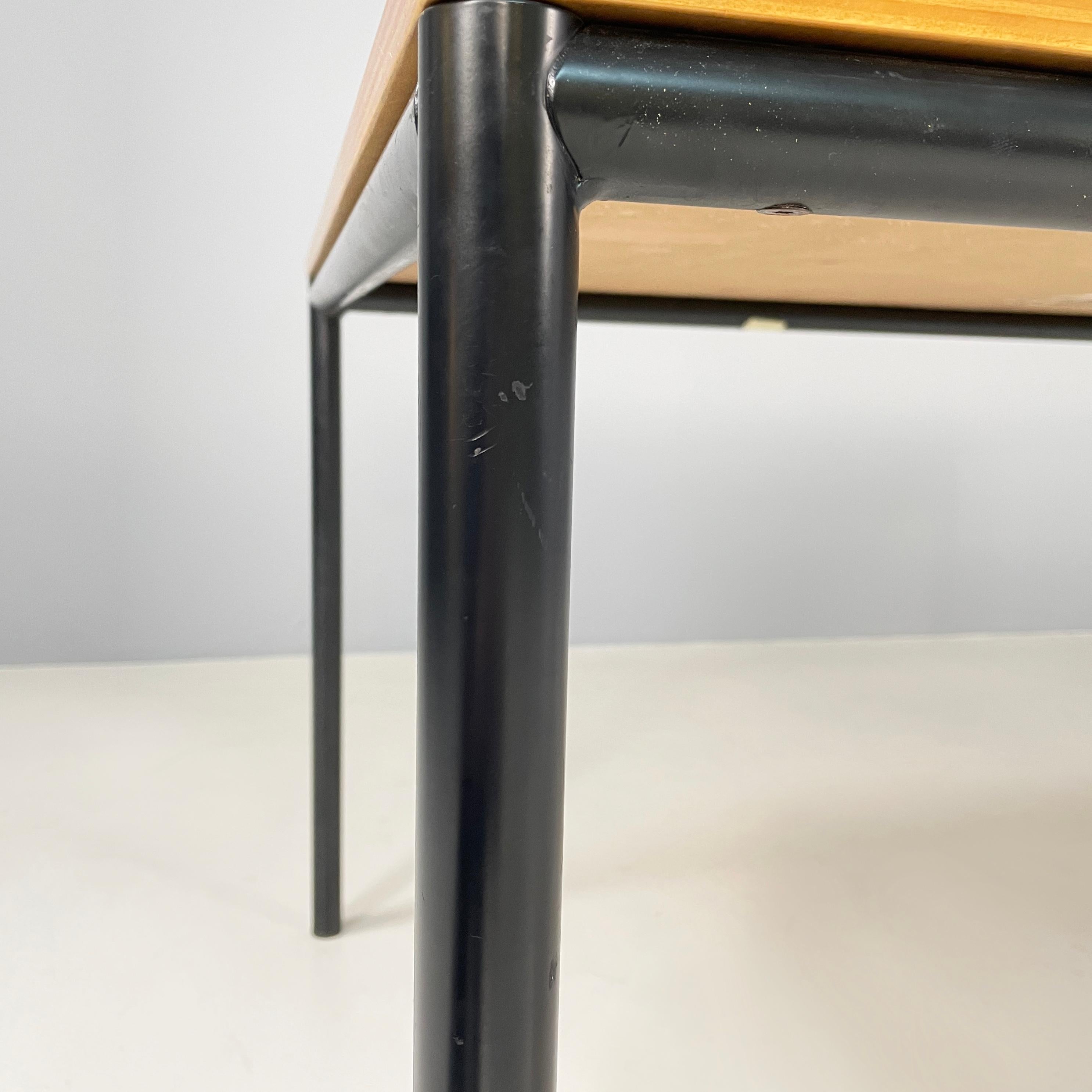 Italian modern Dining table or desk in wood and black metal, 1980s For Sale 7