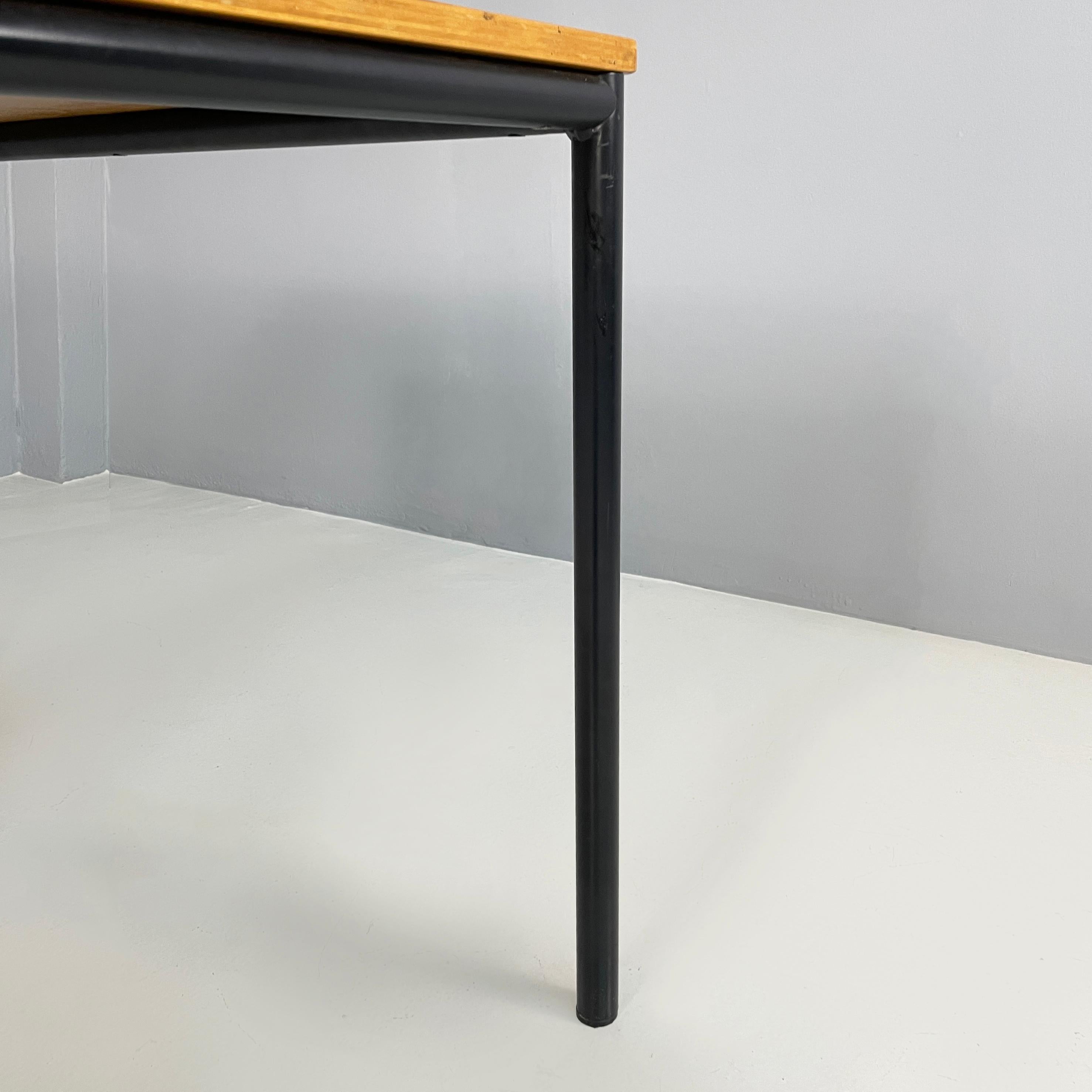 Italian modern Dining table or desk in wood and black metal, 1980s For Sale 8